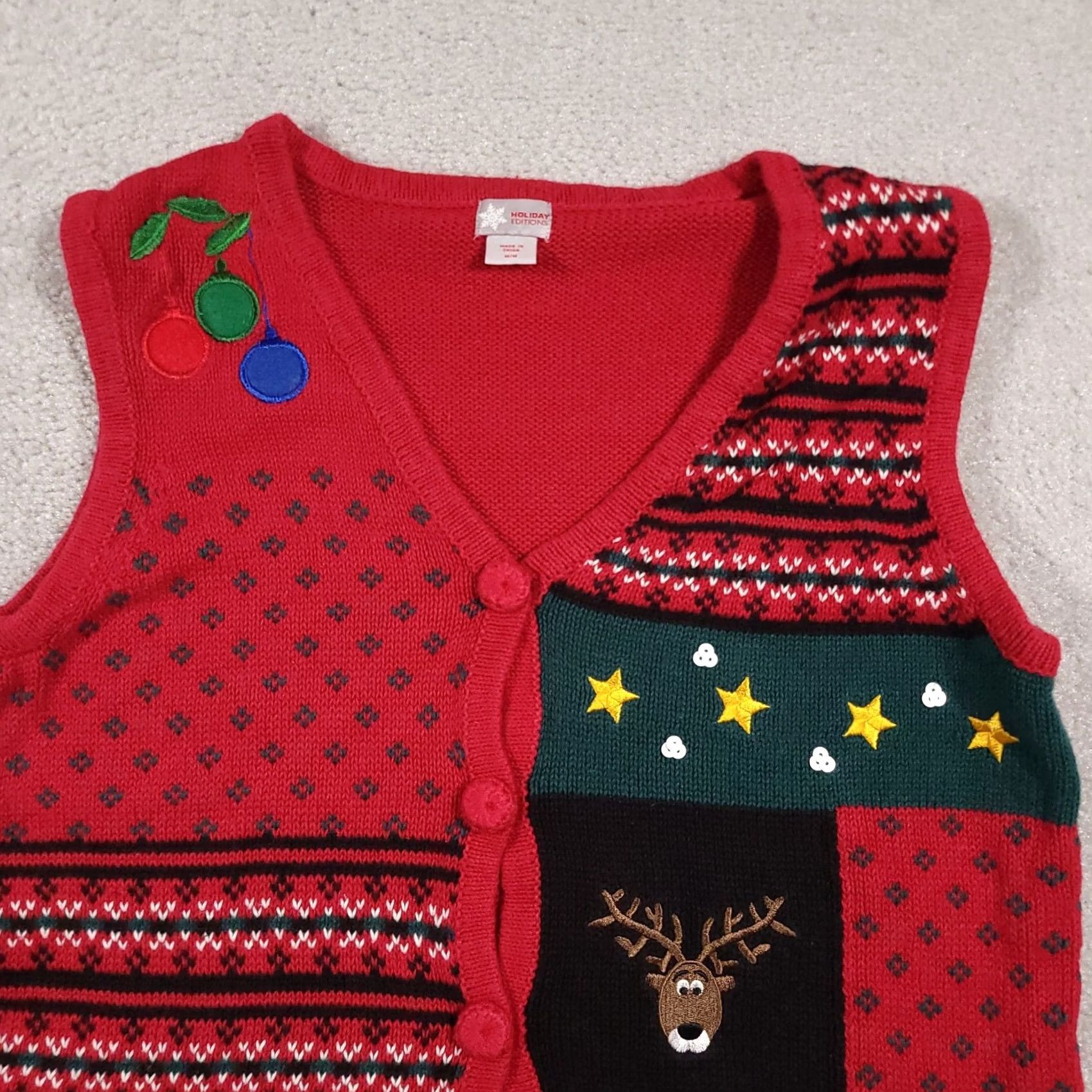 Vintage VINTAGE Holiday Editions Sweater Vest Womens Medium Red Christmas Reindeer Snowman Tree Ugly Size M / US 6-8 / IT 42-44 - 4 Thumbnail
