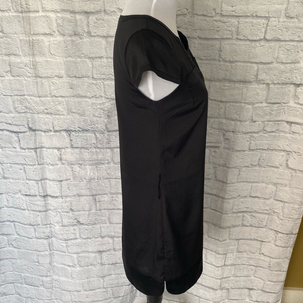 Express Express women XS black V-neck cap sleeve shift dress w/satin Size XS / US 0-2 / IT 36-38 - 5 Thumbnail