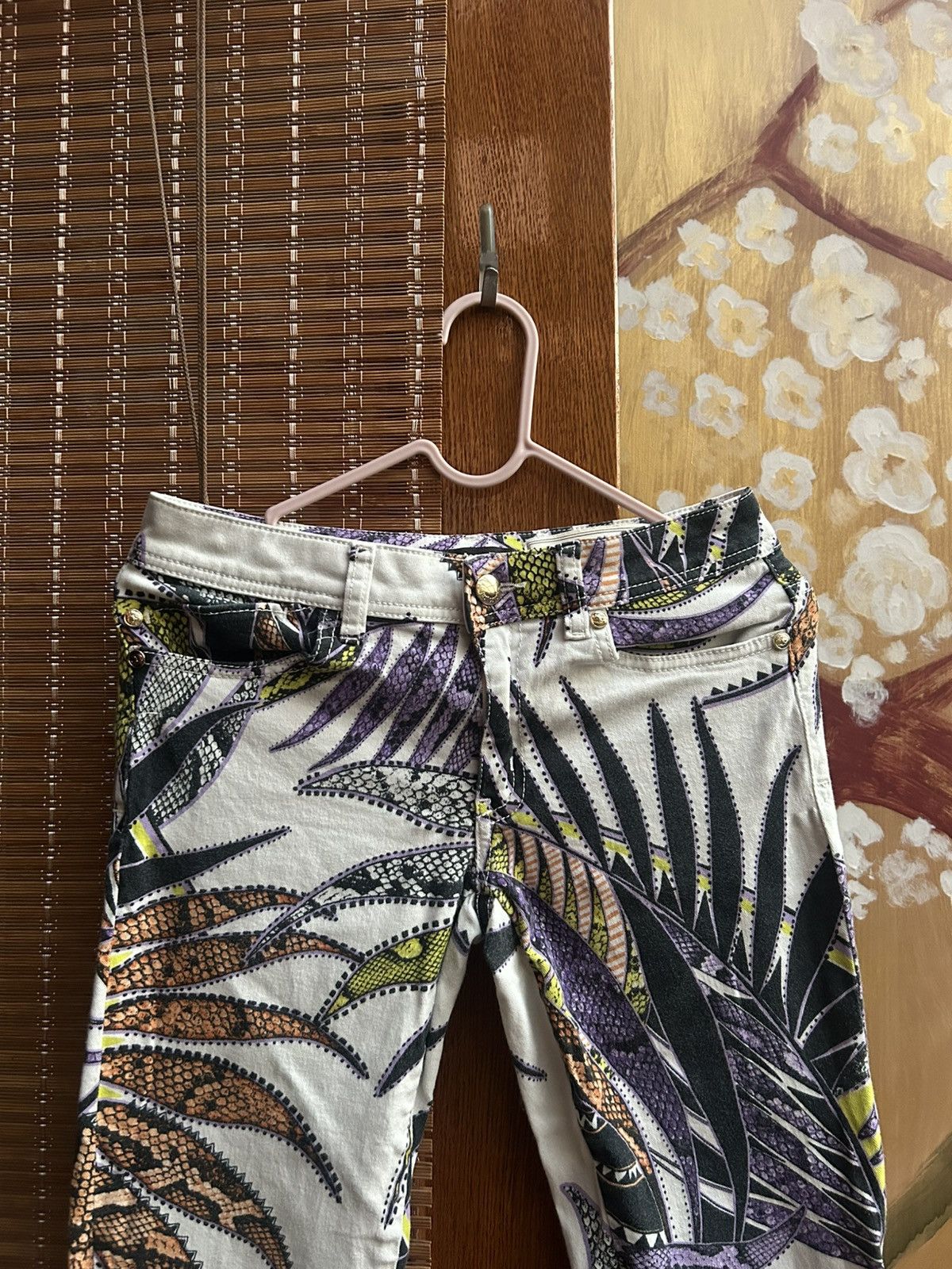 Just Cavalli Vintage Just Cavalli Floral Print Skinny Jeans Ankle Zip Size 26" / US 2 / IT 38 - 3 Thumbnail