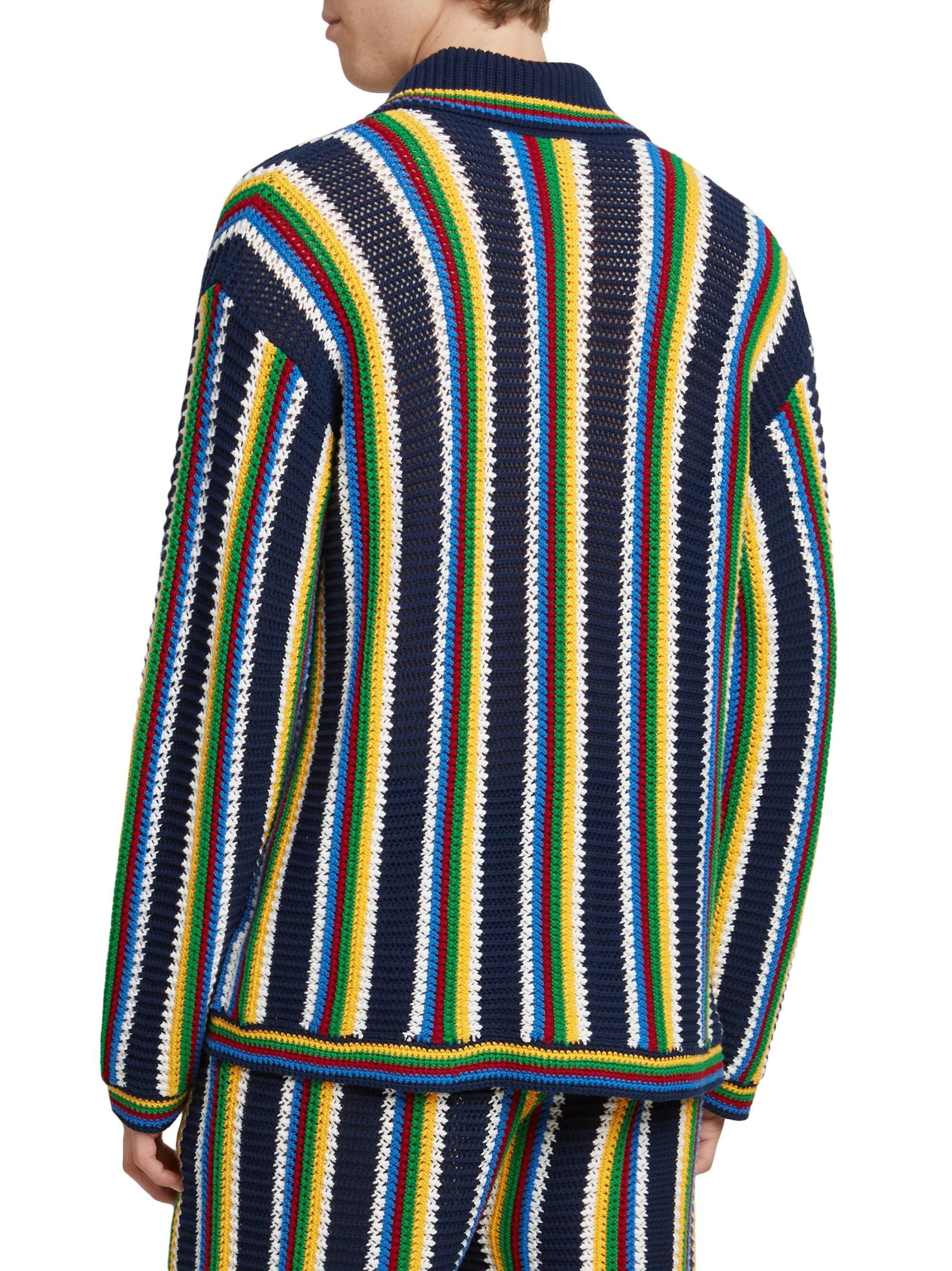 Casablanca os11x0725 Striped Crocheted Cotton-Blend Long-Sleeve Shirt Size US S / EU 44-46 / 1 - 4 Thumbnail