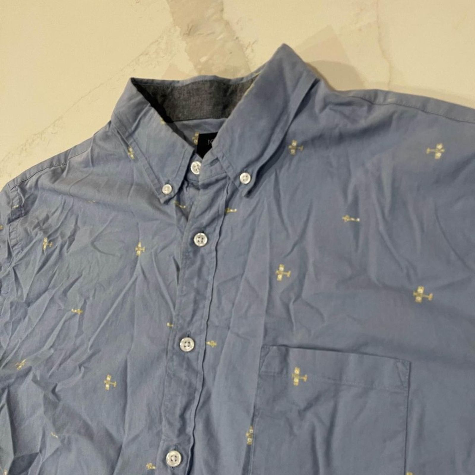 J.Crew J. Crew Blue Airplane Print Button Front Oxford Shirt Men XL Size US XL / EU 56 / 4 - 2 Thumbnail