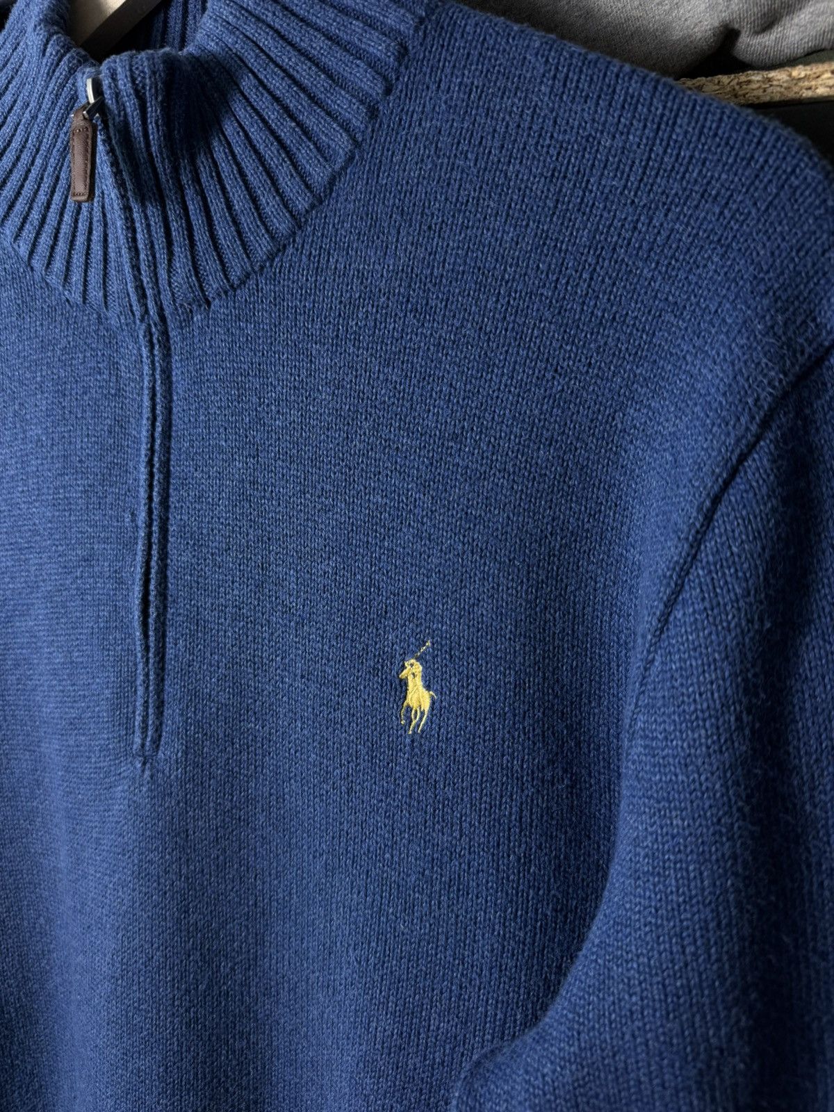 Polo Ralph Lauren Polo Ralph Lauren Quarter Zip Sweater Blue Cotton L Pullover Size US L / EU 52-54 / 3 - 4 Thumbnail