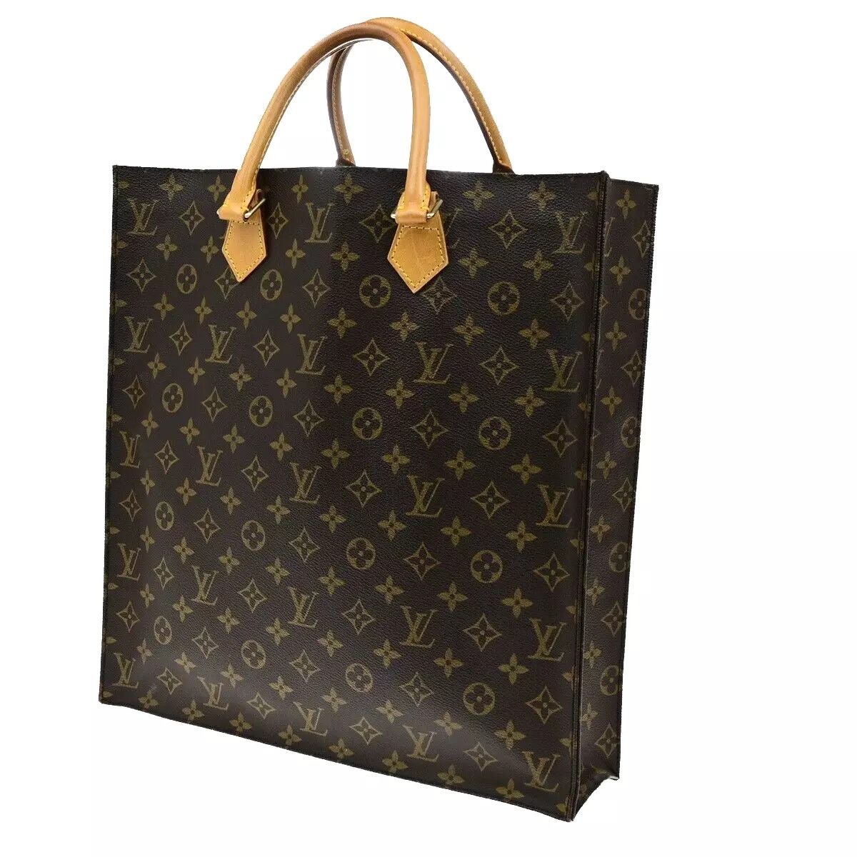 Louis Vuitton Monogram Sac Plat Hand Tote Bag Brown M51140, Women's