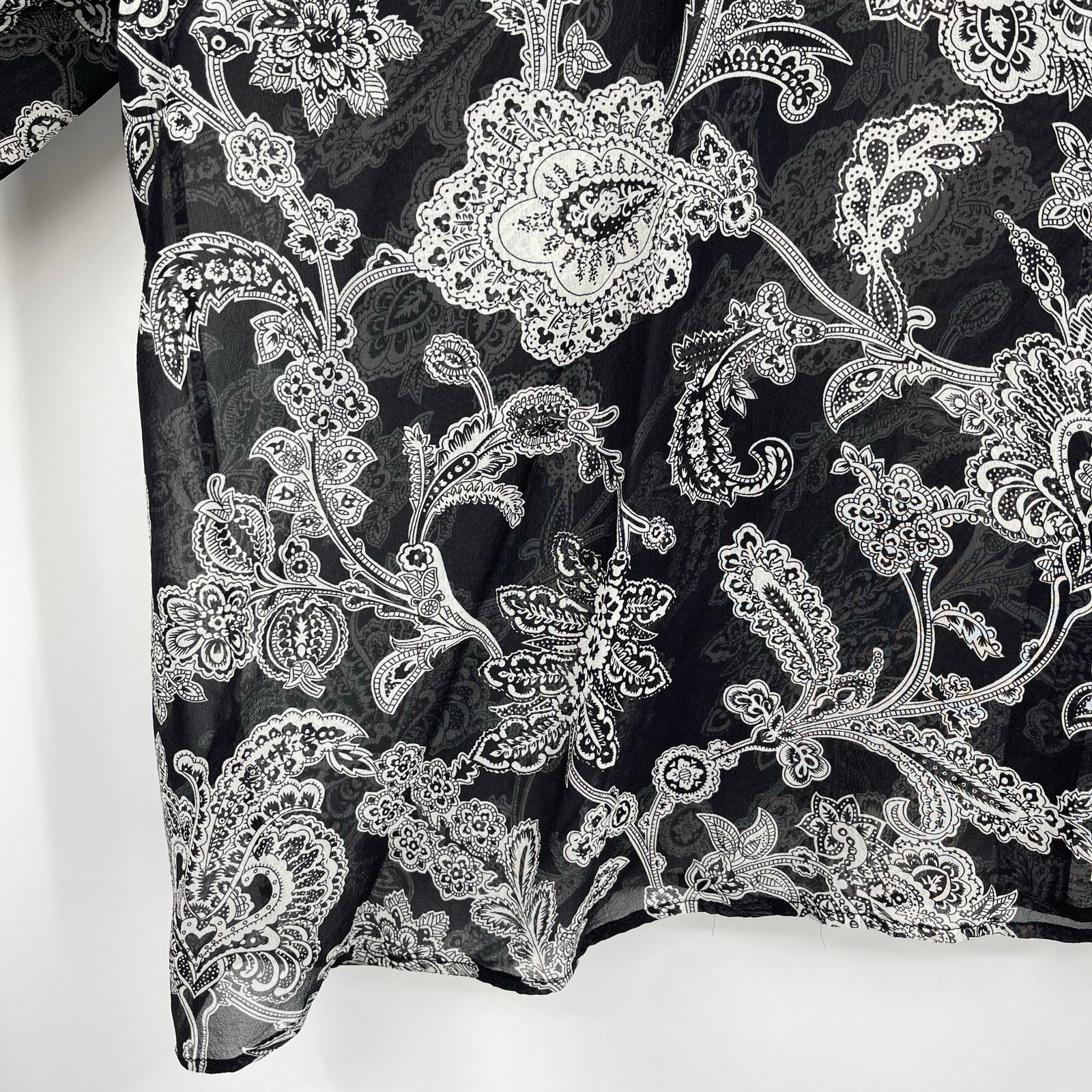 Nili Lotan Nili Lotan | Acadia Black Paisley Bohemian Silk Blouse XS Size XS / US 0-2 / IT 36-38 - 7 Thumbnail