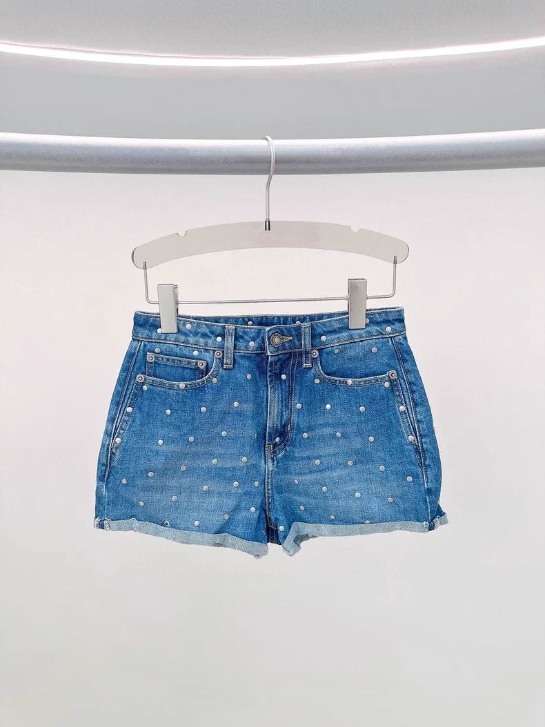 Saint Laurent Paris Saint Laurent Paris Blue Rivet Shorts Size 27" / US 4 / IT 40 - 1 Thumbnail