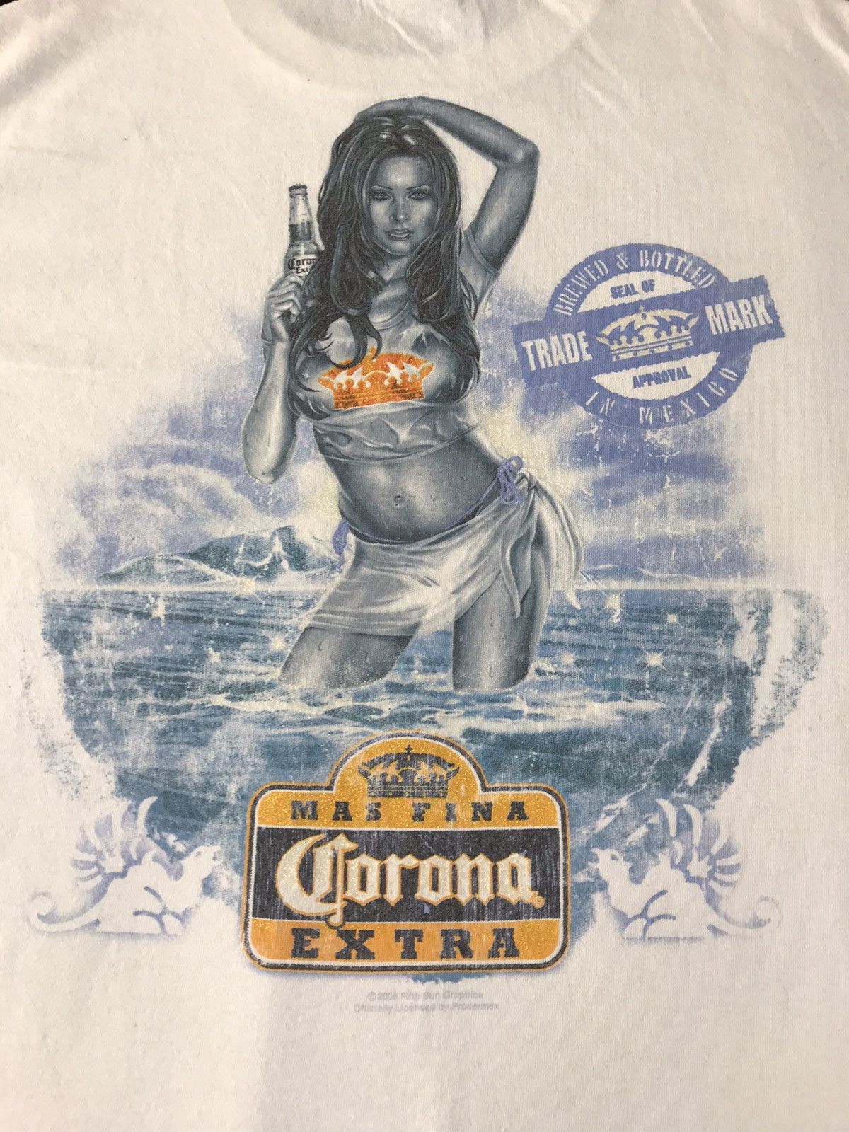 Japanese Brand 90s Mas Fina Corona Extra Beer Drink Big Sexy Girl Tee Size US M / EU 48-50 / 2 - 4 Thumbnail