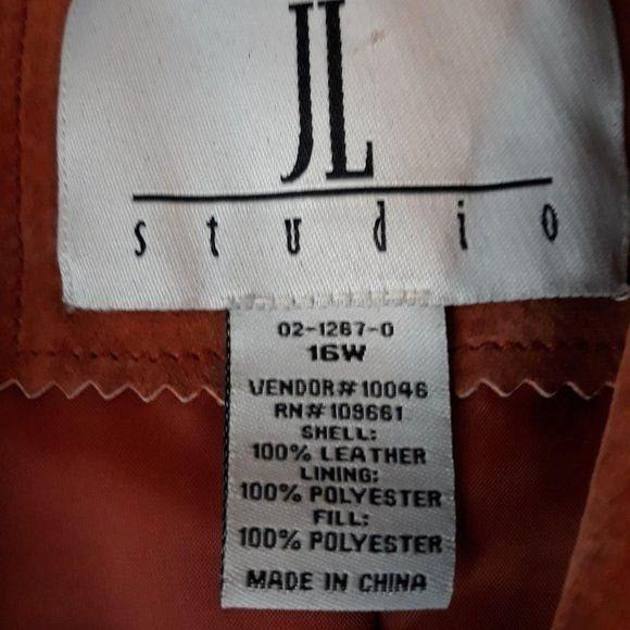 Vintage Vtg 80s Orange Genuibe Leather Jacket Sz 16W Blazer Suede Em Size XXL / US 16-18 / IT 52-54 - 2 Thumbnail