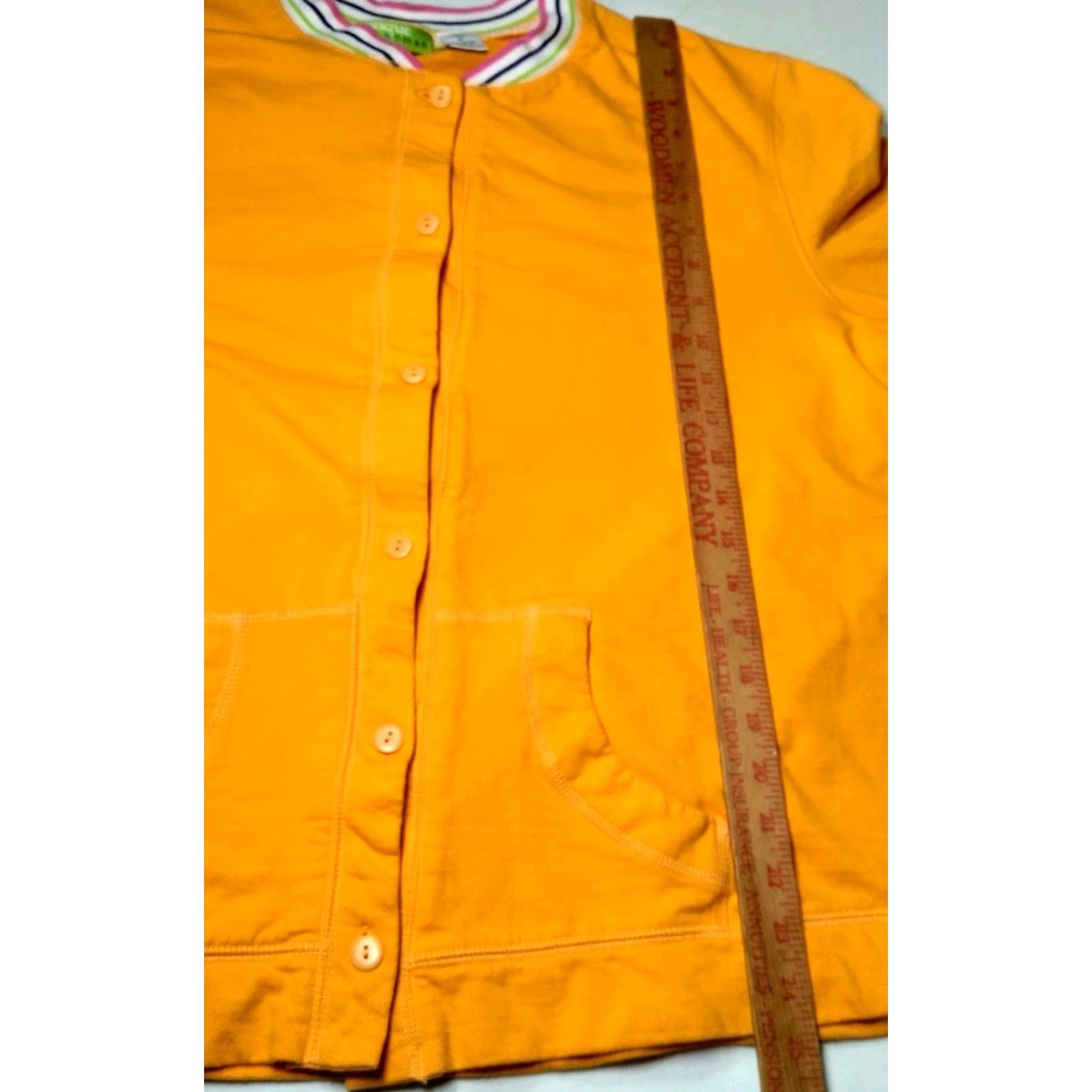 Vintage VINTAGE Onque Woman Button-Up Shirt Knit 2X Plus Size Yellow 3/4 Sleeve Pocket Retro Casual Womens Size XXL / US 16-18 / IT 52-54 - 5 Thumbnail
