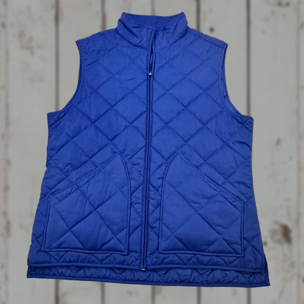 Vintage Crown & Ivy Vest Women Medium Blue Quilted Full Zip Stand Collar Pockets Outdoor Size M / US 6-8 / IT 42-44 - 1 Thumbnail