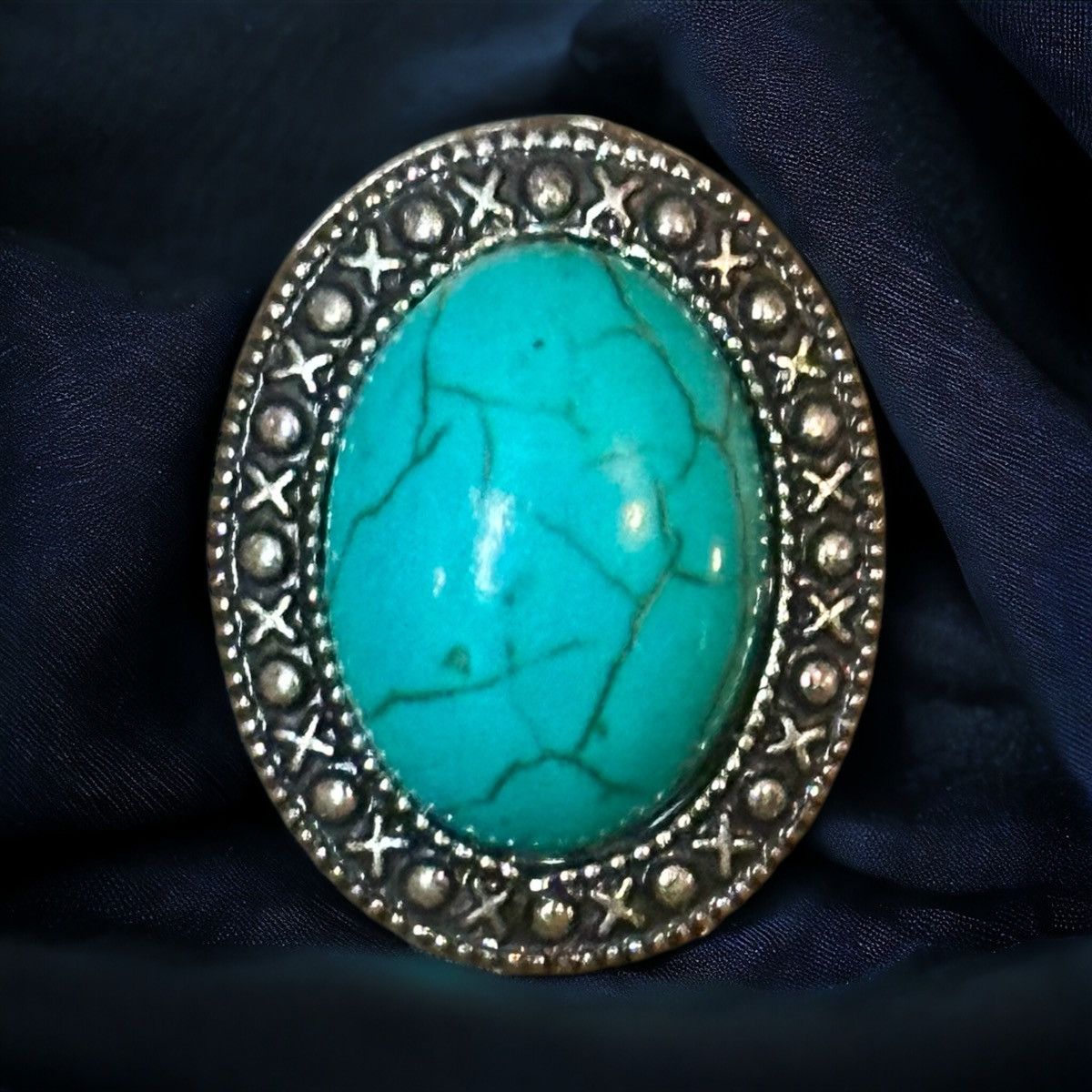 Vintage Vintage faux turquoise statement ring Size ONE SIZE - 1 Thumbnail