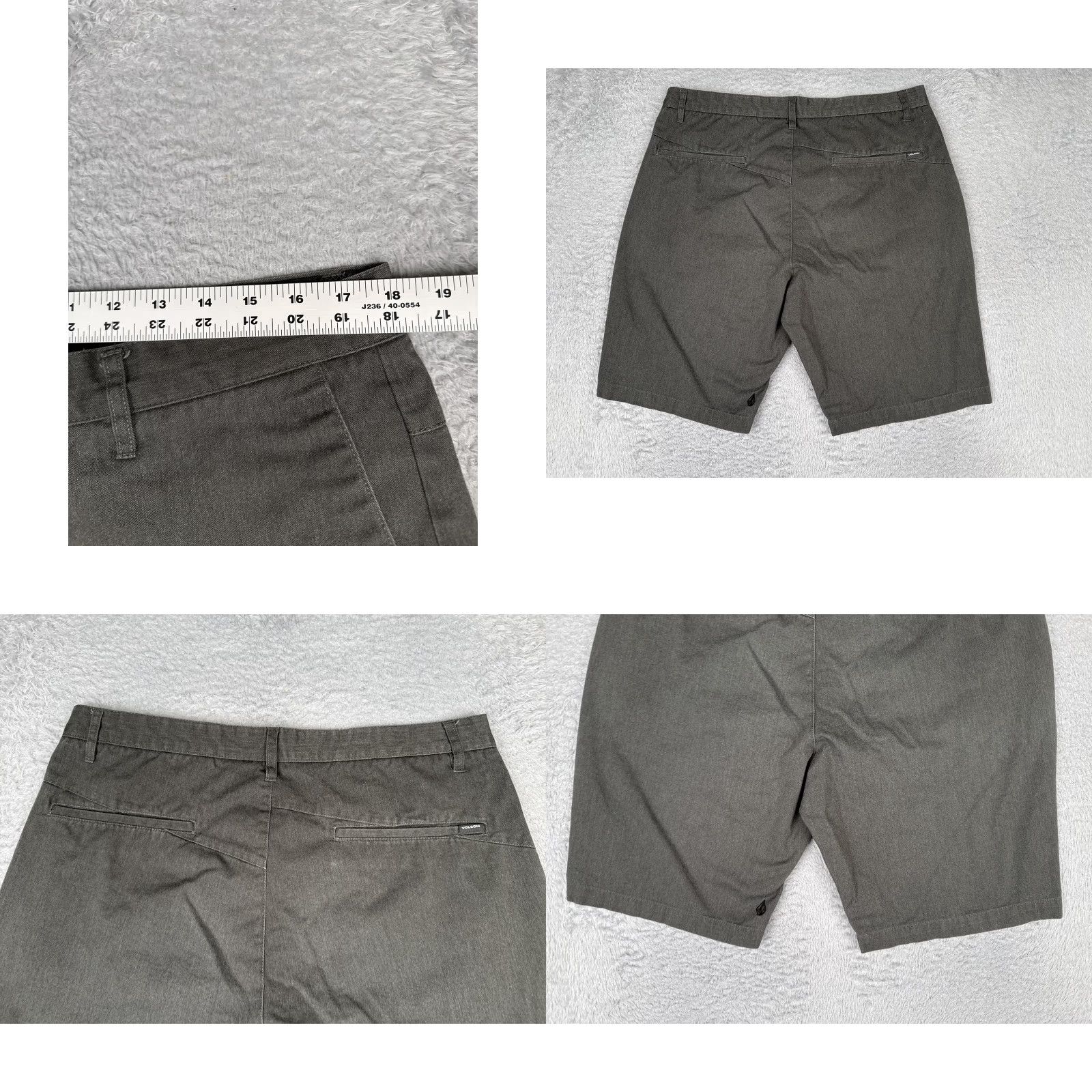 Volcom Volcom Mens 36 Gray Canvas Chino Shorts Flat Front Inseam 11 Casual Summer Skate Pockets Relaxed Fit Regular Rise Mid Vintage No Size US 36 / EU 52 - 9 Thumbnail