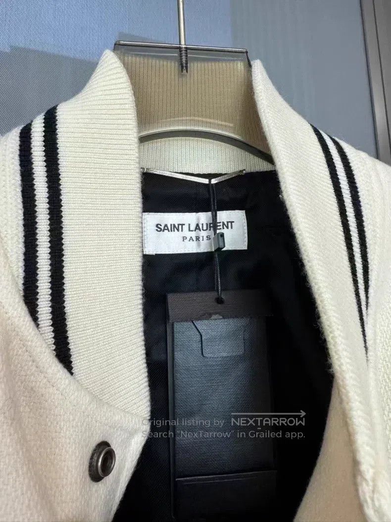 Saint Laurent Paris Saint Laurent Paris White patchwork leather baseball jacke Size US S / EU 44-46 / 1 - 3 Thumbnail
