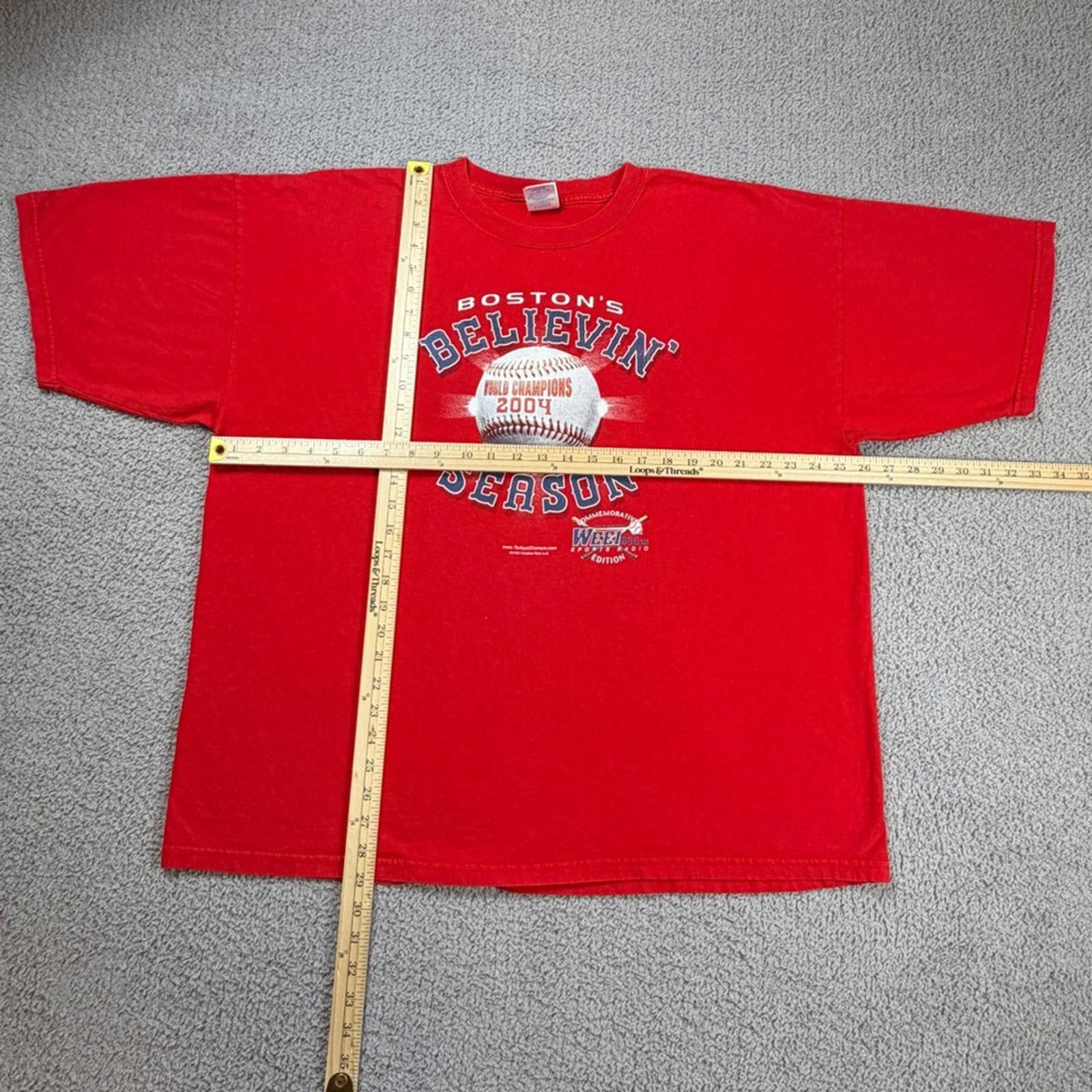 Gildan 2004 Boston Red Sox World Series Believin T Shirt XL MLB Size US XXL / EU 58 / 5 - 2 Thumbnail