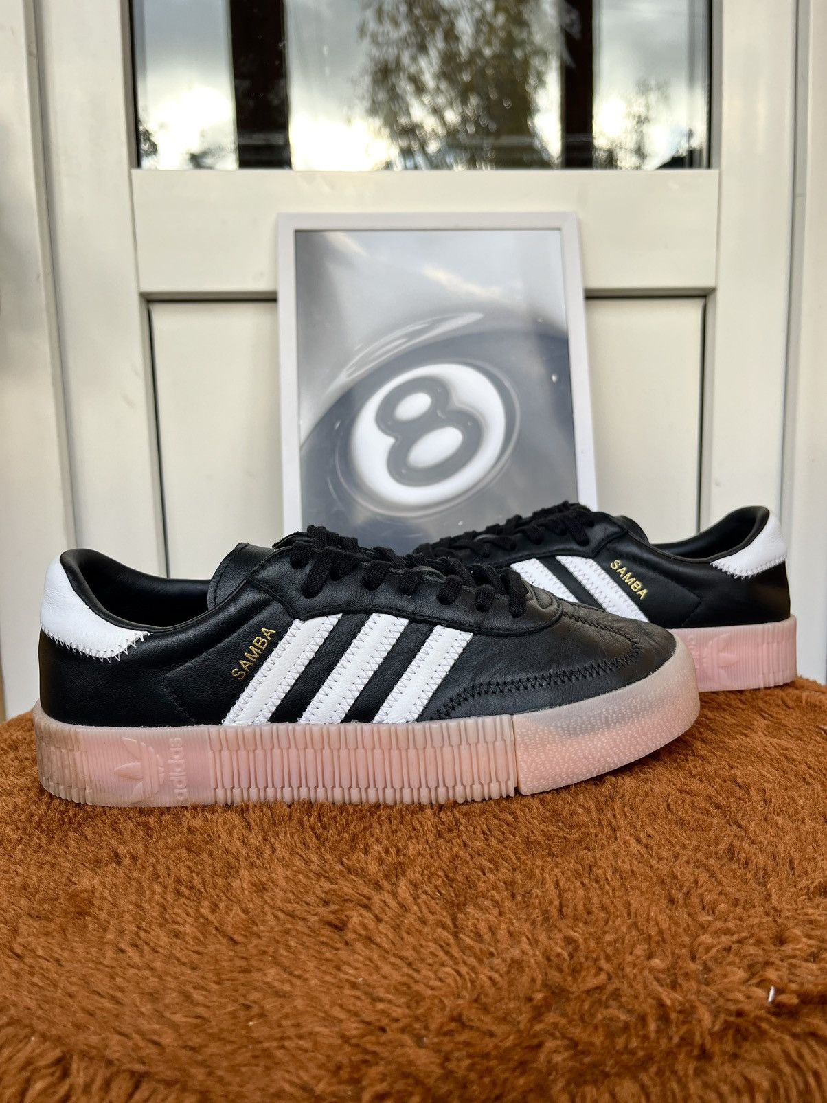 Near-New Adidas Sambarose Black Leather Shoes Women's US 7