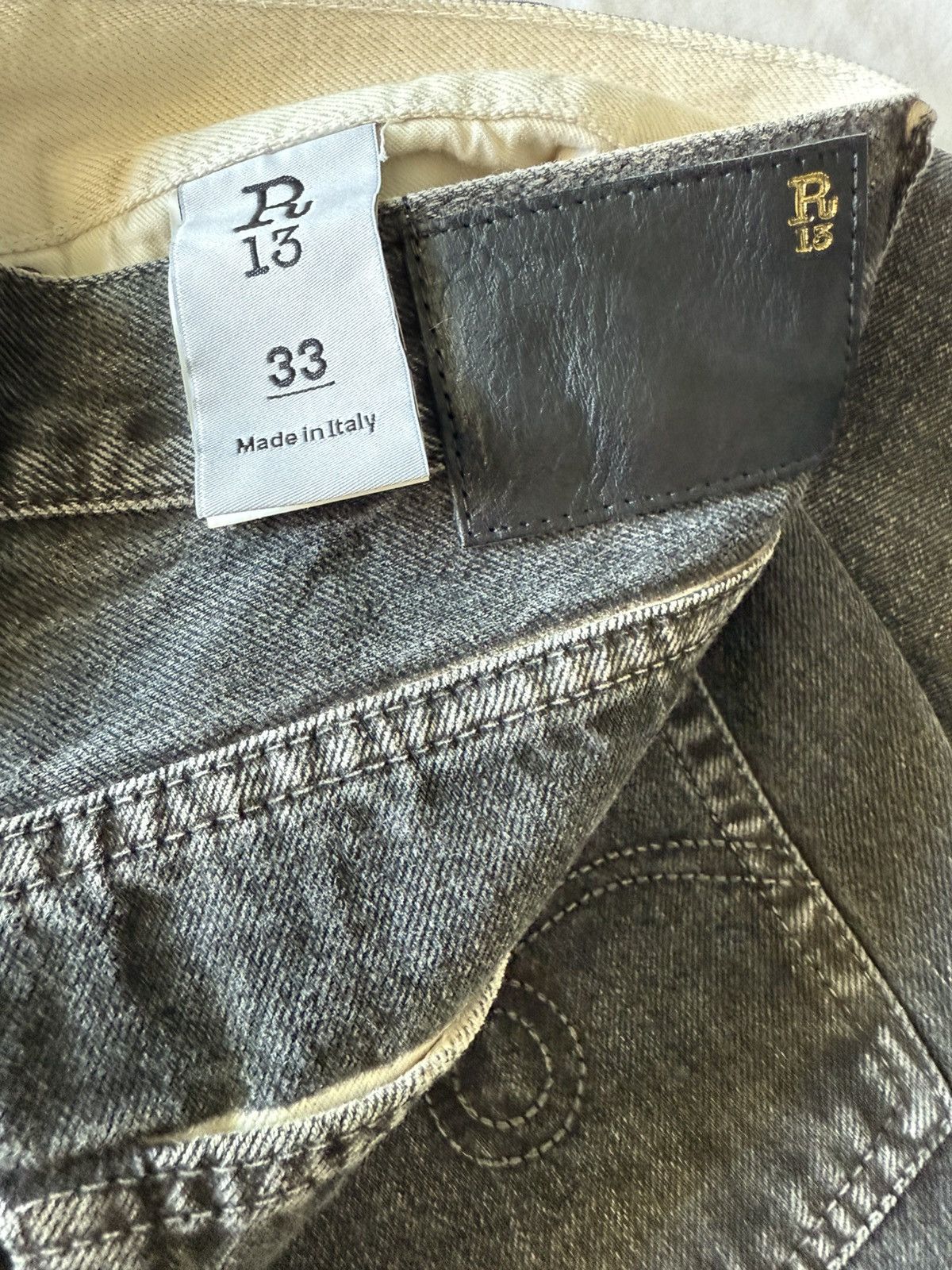 R13 R13 Boyfriend Jeans, Mud Grey Size US 33 - 10 Thumbnail