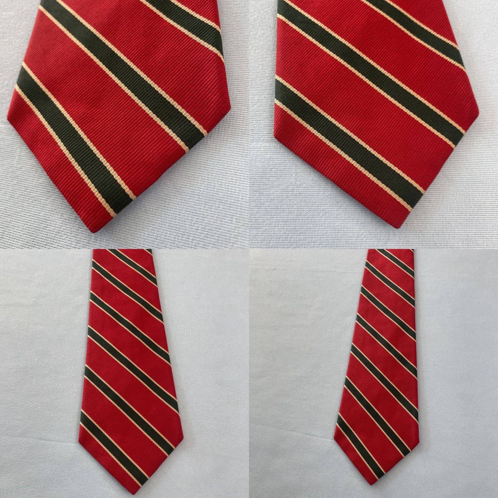 Vintage Aras Tie Repp Stripe Geometric Western Red Green Vintage 80s Necktie Exec 4x58 Size ONE SIZE - 8 Thumbnail