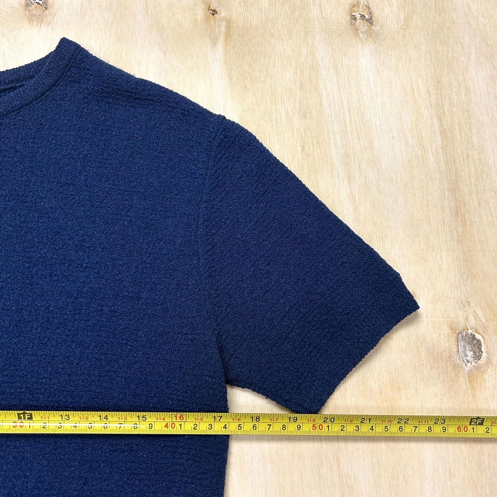 Vintage Vintage Shirt Womens M Blue Short Sleeve Textured Henley Knit Summer Tee Size M / US 6-8 / IT 42-44 - 4 Thumbnail