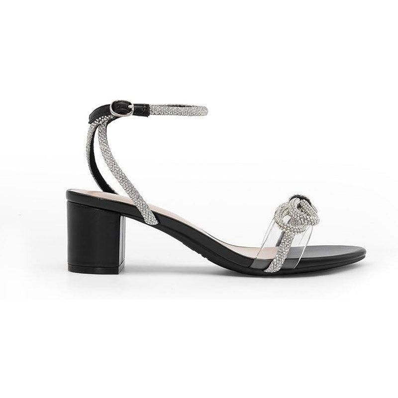Other Dream Pairs Womens 9.5 Black Open Toe Clear Strap Bow 2.5" B Size US 9.5 / IT 39.5 - 2 Thumbnail