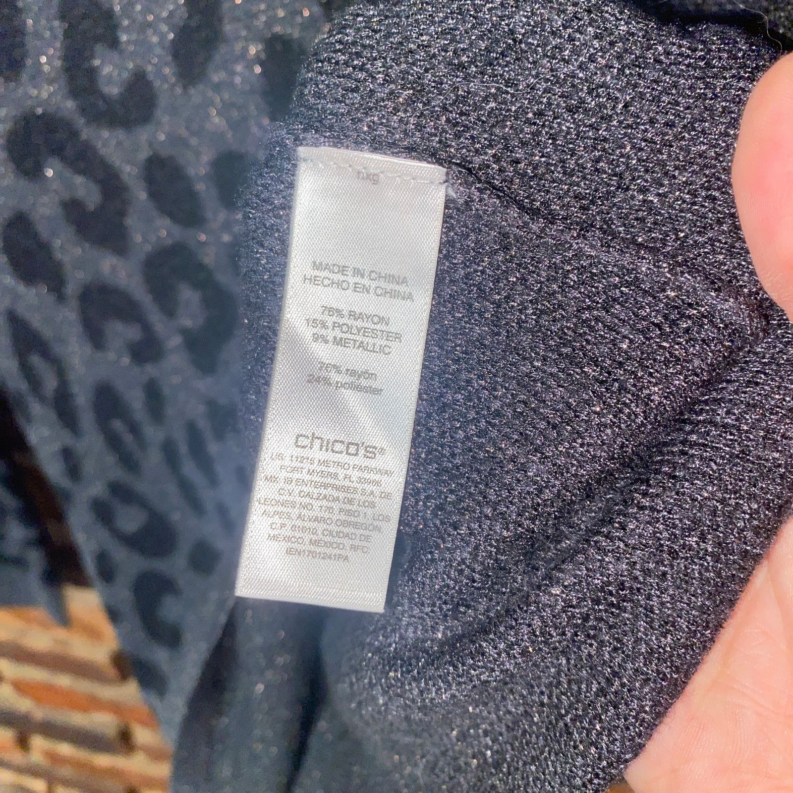 Chicos Chico's Black Gray Silver Metallic Leopard Sweater Medium Size M / US 6-8 / IT 42-44 - 4 Thumbnail