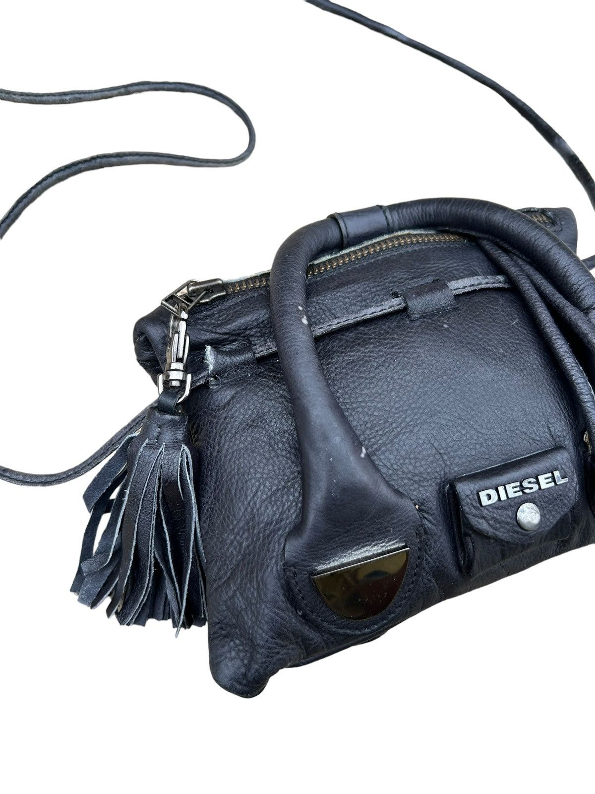 Diesel × Leather RARE Design Diesel Black Leather Mini Bag Size ONE SIZE - 6 Thumbnail