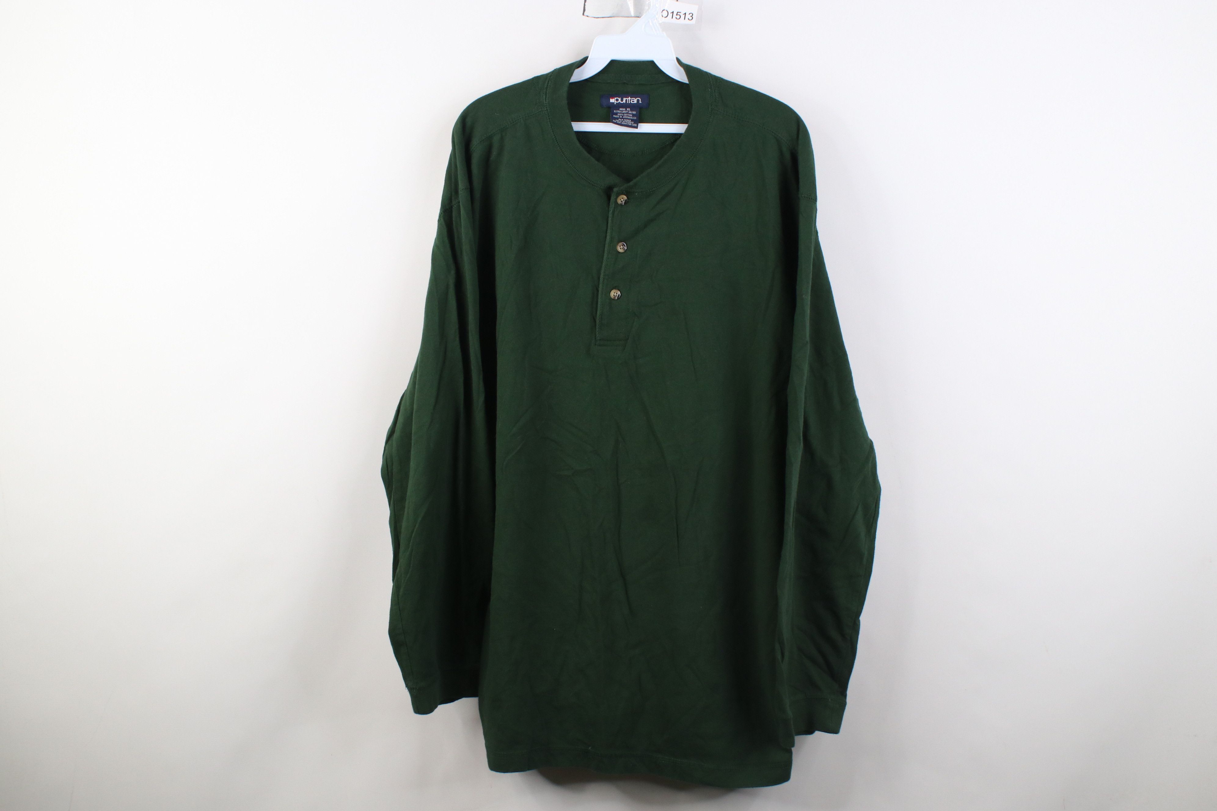 Vintage Vintage 90s Streetwear Long Sleeve Henley T-Shirt Green Size US XL / EU 56 / 4 - 1 Thumbnail