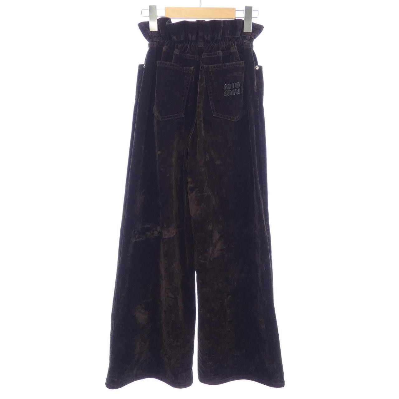 Miu Miu Miu Miu Miu Miu Miu Miu logo washed flocking pants Textile Pants MP1725SOOO157Y DUTY FREE for USA Size ONE SIZE - 1 Thumbnail