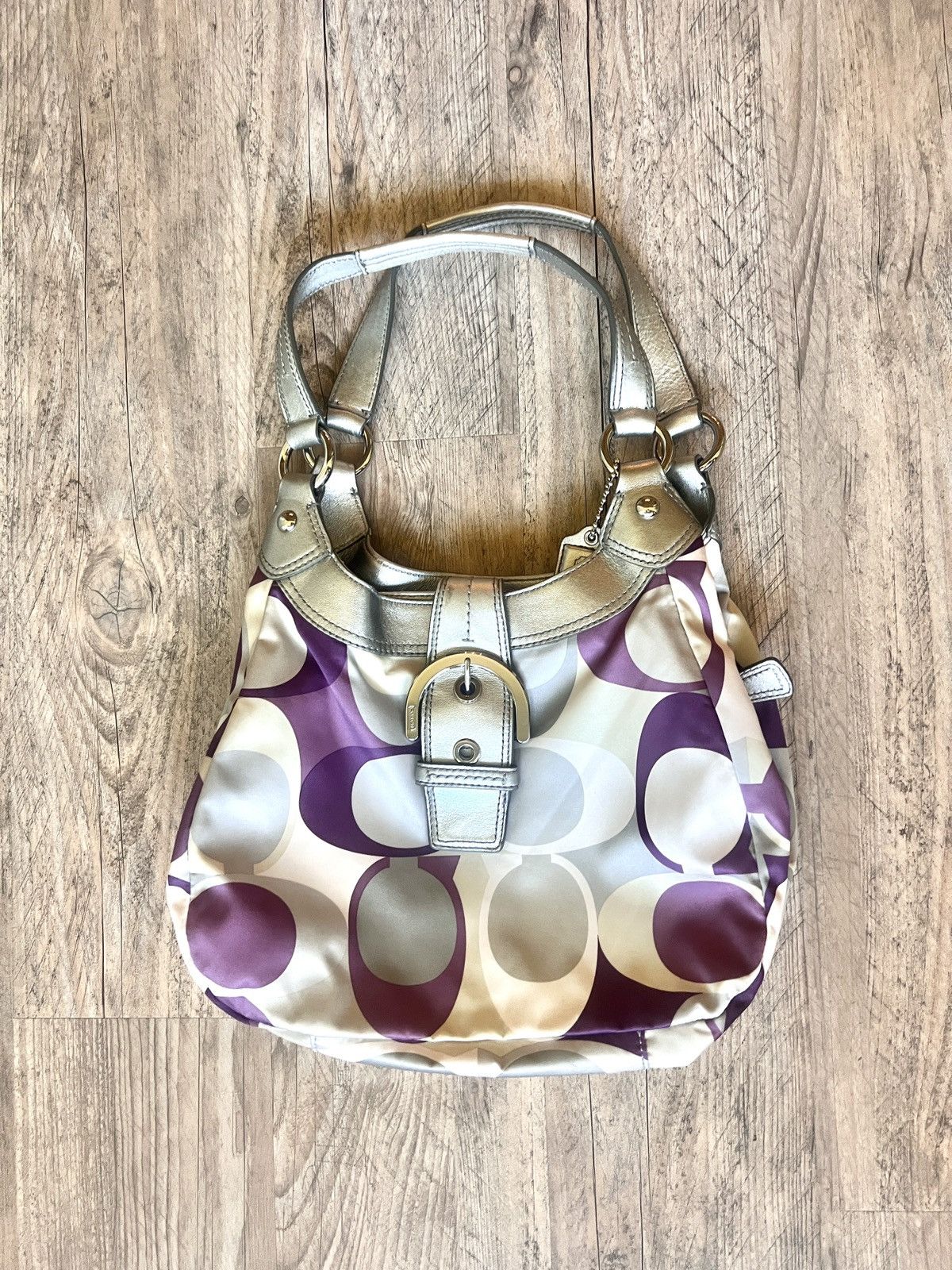 Signature store Coach Hobo Handbag Purple & Beige