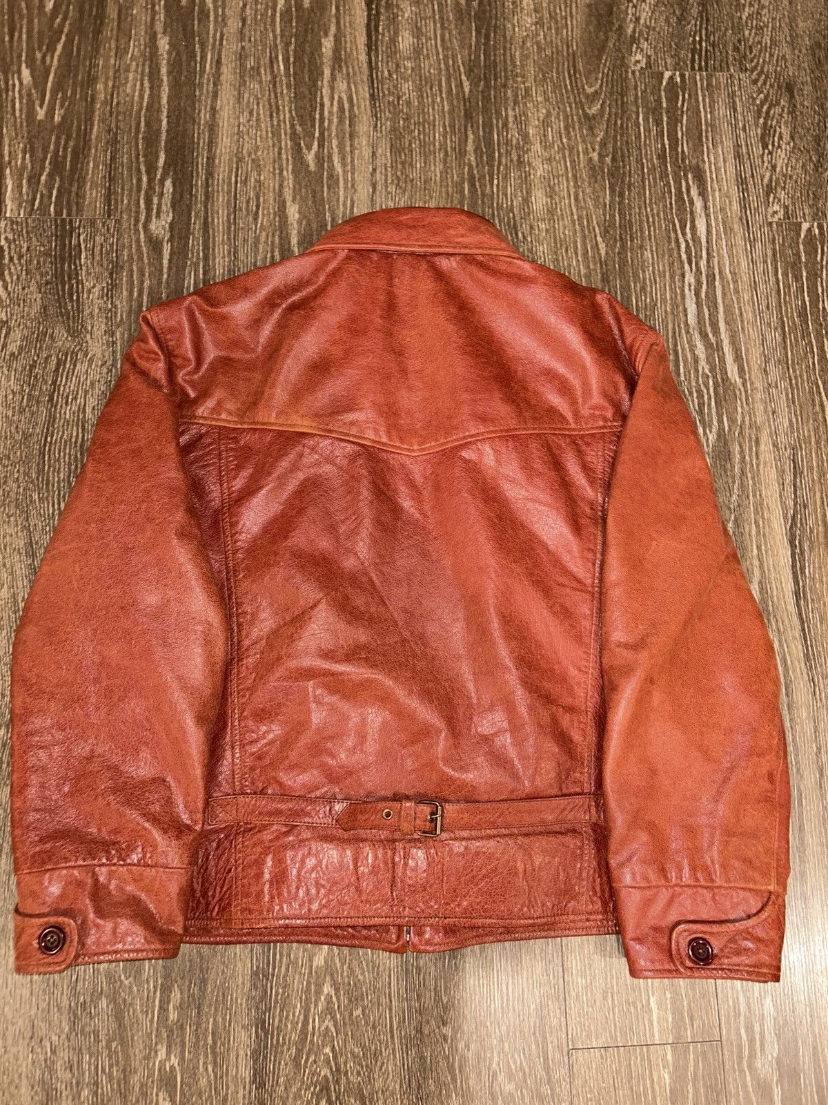 Other Marlboro Sun Faded Leather Racer Jacket Size US L / EU 52-54 / 3 - 1 Thumbnail