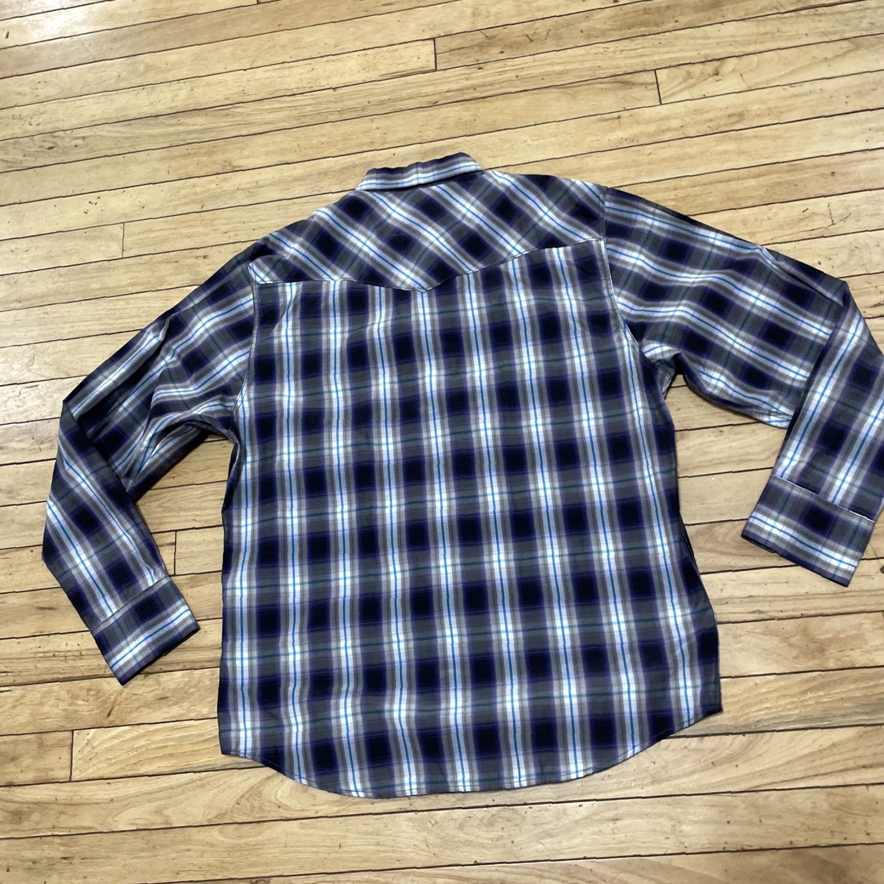 Vintage Rodeo Pearl Snap Shirt Men XL Western Purple Plaid Cowboy Rancher Button-Up Long Sleeve Casual Cotton Woven Regular Fit Size US XL / EU 56 / 4 - 2 Thumbnail