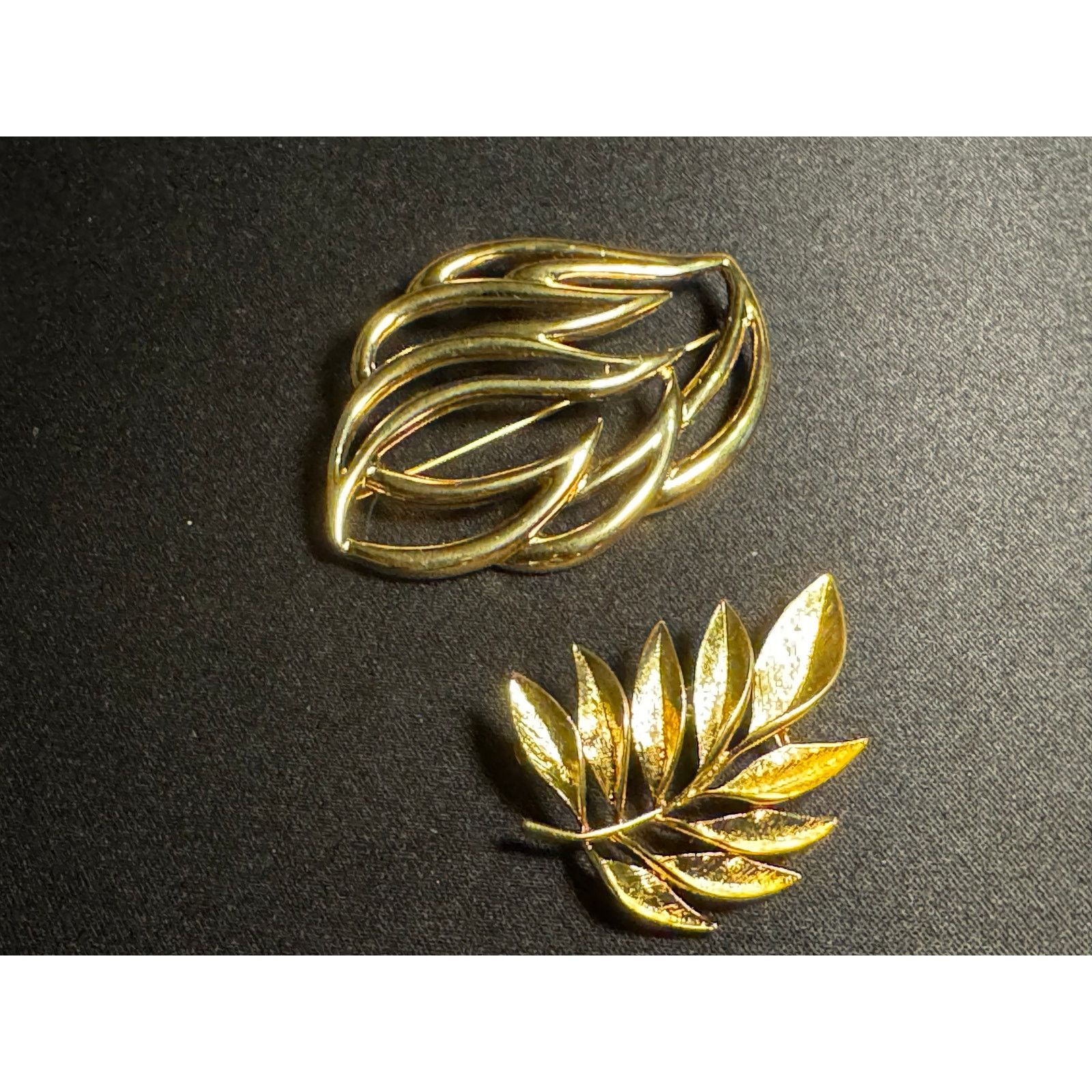 Monet 2 Vintage Monet Leaf Shaped Gold Tone Brooches Size ONE SIZE - 1 Thumbnail
