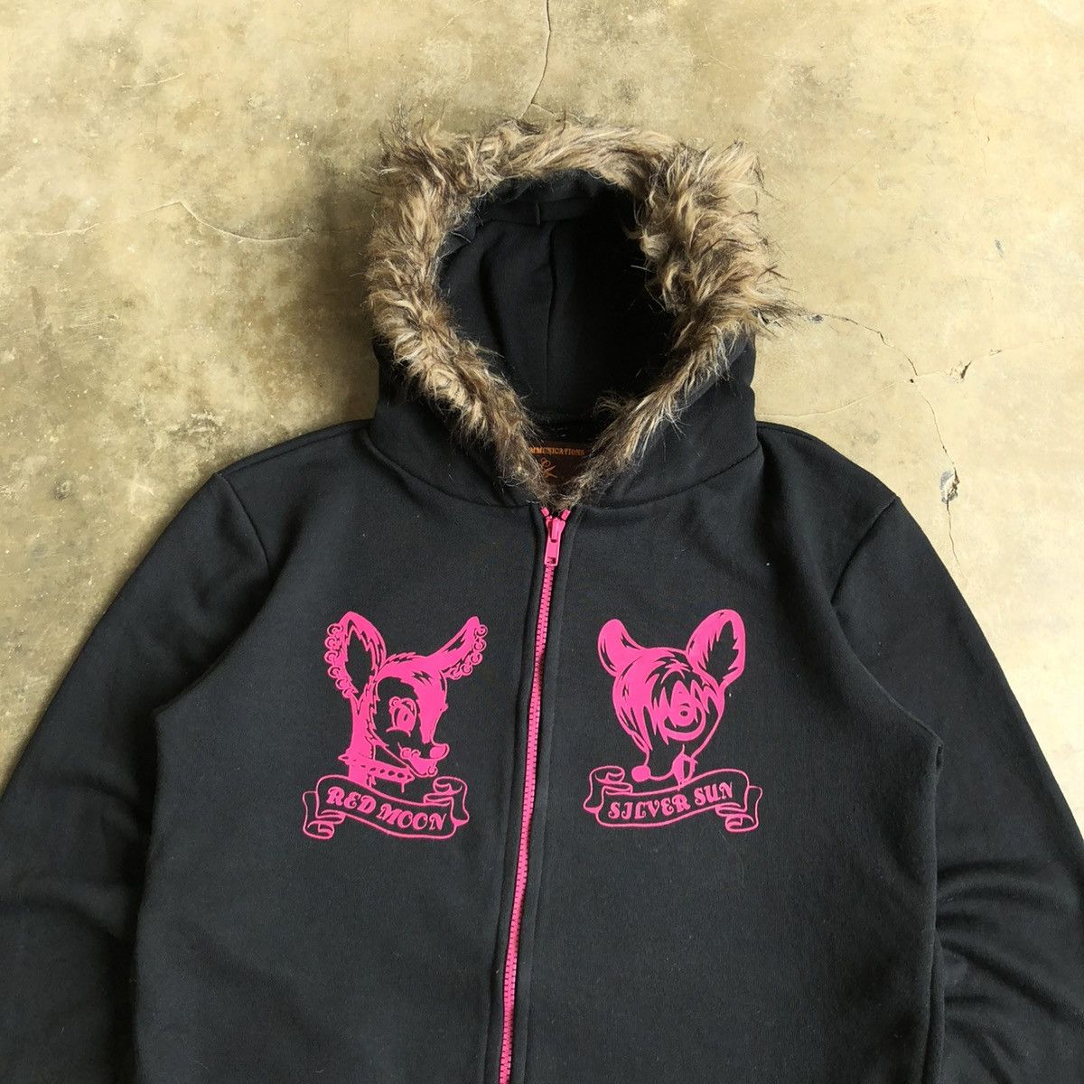 20471120 2000s High Communications Cartoon Fur Ziphoodie Black Lgb Size US S / EU 44-46 / 1 - 2 Thumbnail