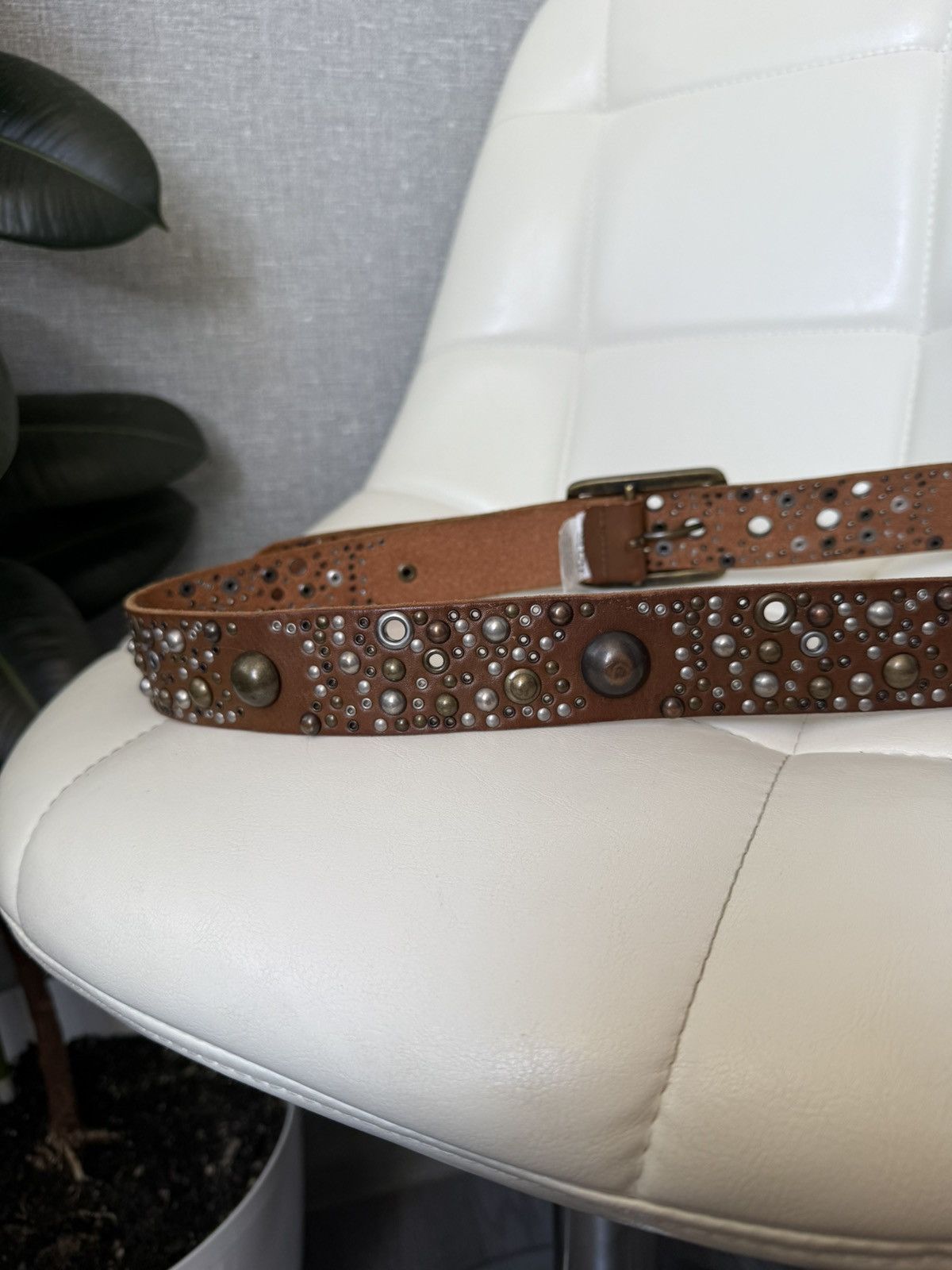 Replay Replay Brown Leather Belt Studs Rivets Western Vintage Style Size ONE SIZE - 7 Thumbnail