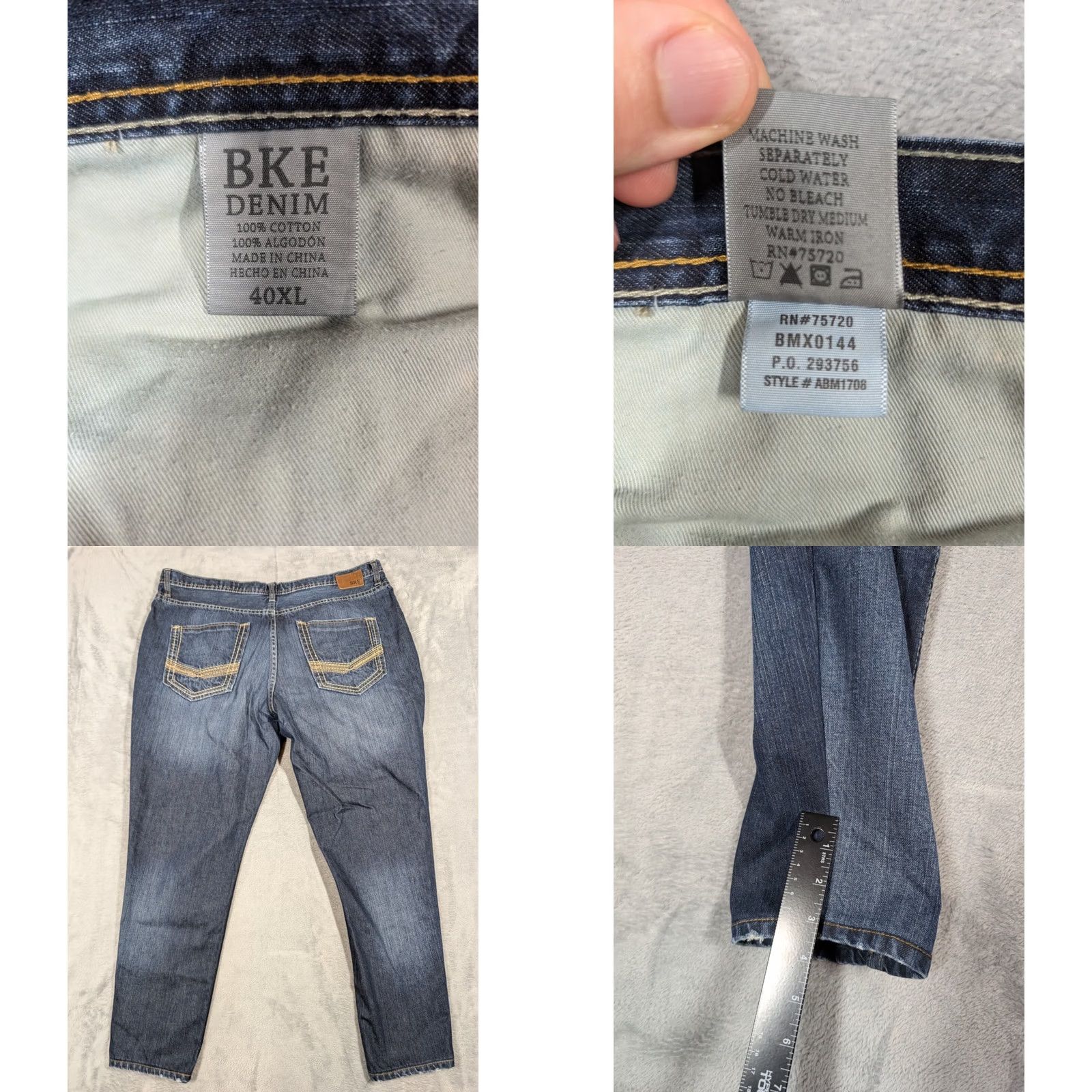 Vintage BKE Jeans Mens 40XL Blue Seth Dark Denim 5-Pocket Button Closure Regular Fit Tapered Western Rock Preppy Casual Cotton Blend Jeans Boys/Mens Size US 40 / EU 56 - 8 Thumbnail
