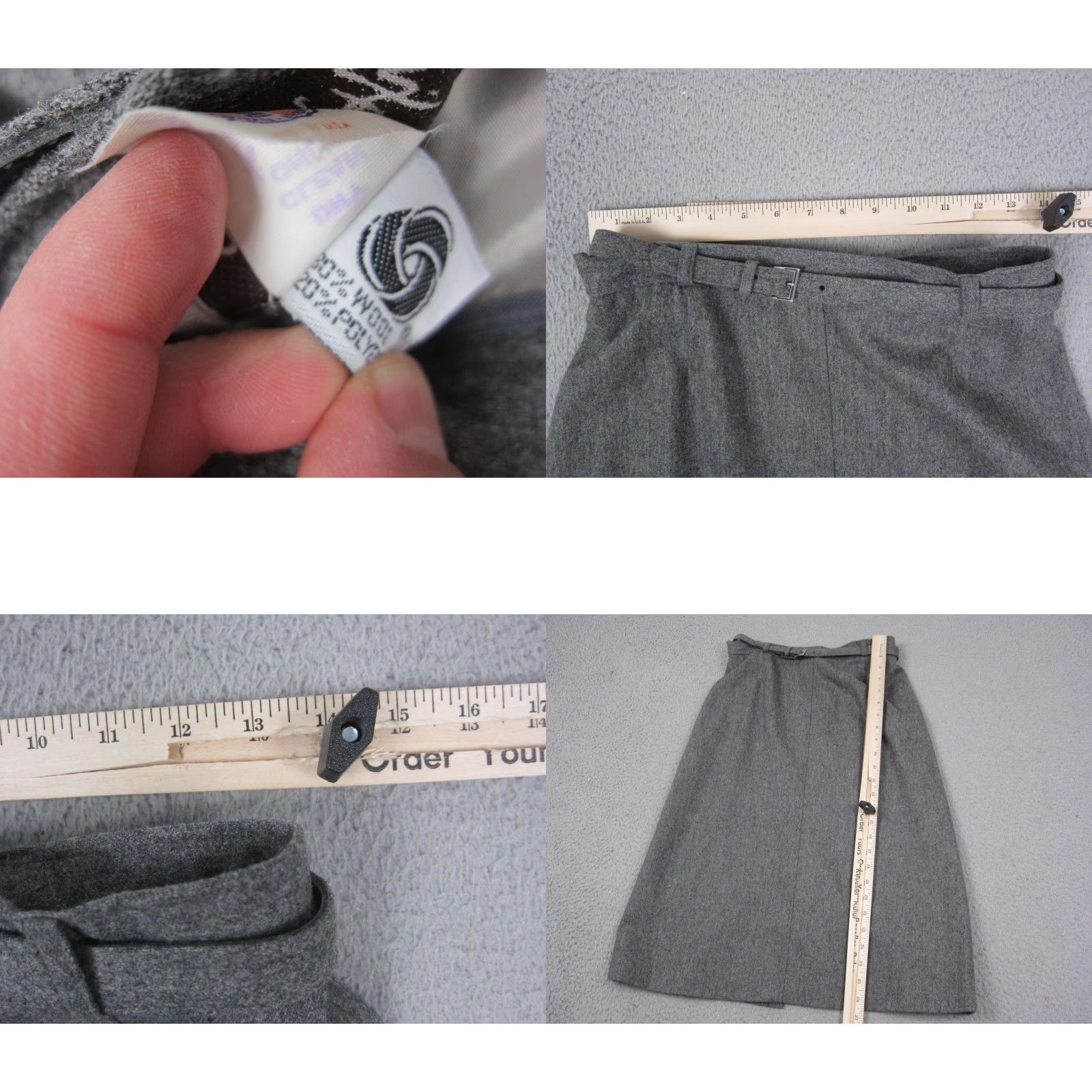 Vintage VINTAGE Austin Hill Skirt Womens 12 Gray Wool A-Line Knee Length Made in USA 80s Mens Womens Girls Size 34" / US 12 / IT 48 - 8 Thumbnail