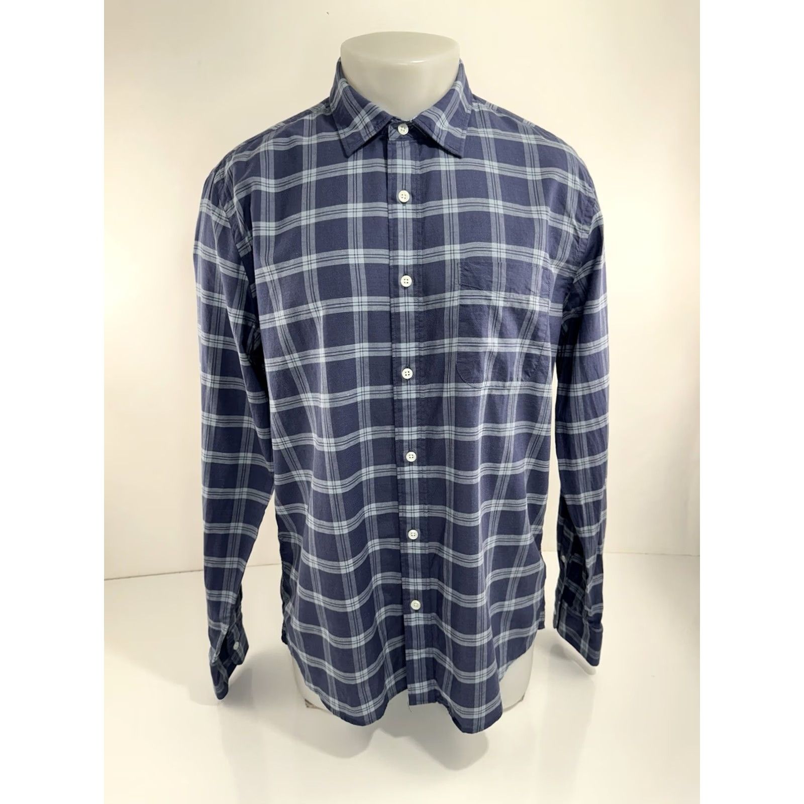 Faherty FAHERTY Linen Plaid Summer L Shirt String - Blue - Long Sleeve - Button-Up - Men - M Size US M / EU 48-50 / 2 - 2 Thumbnail