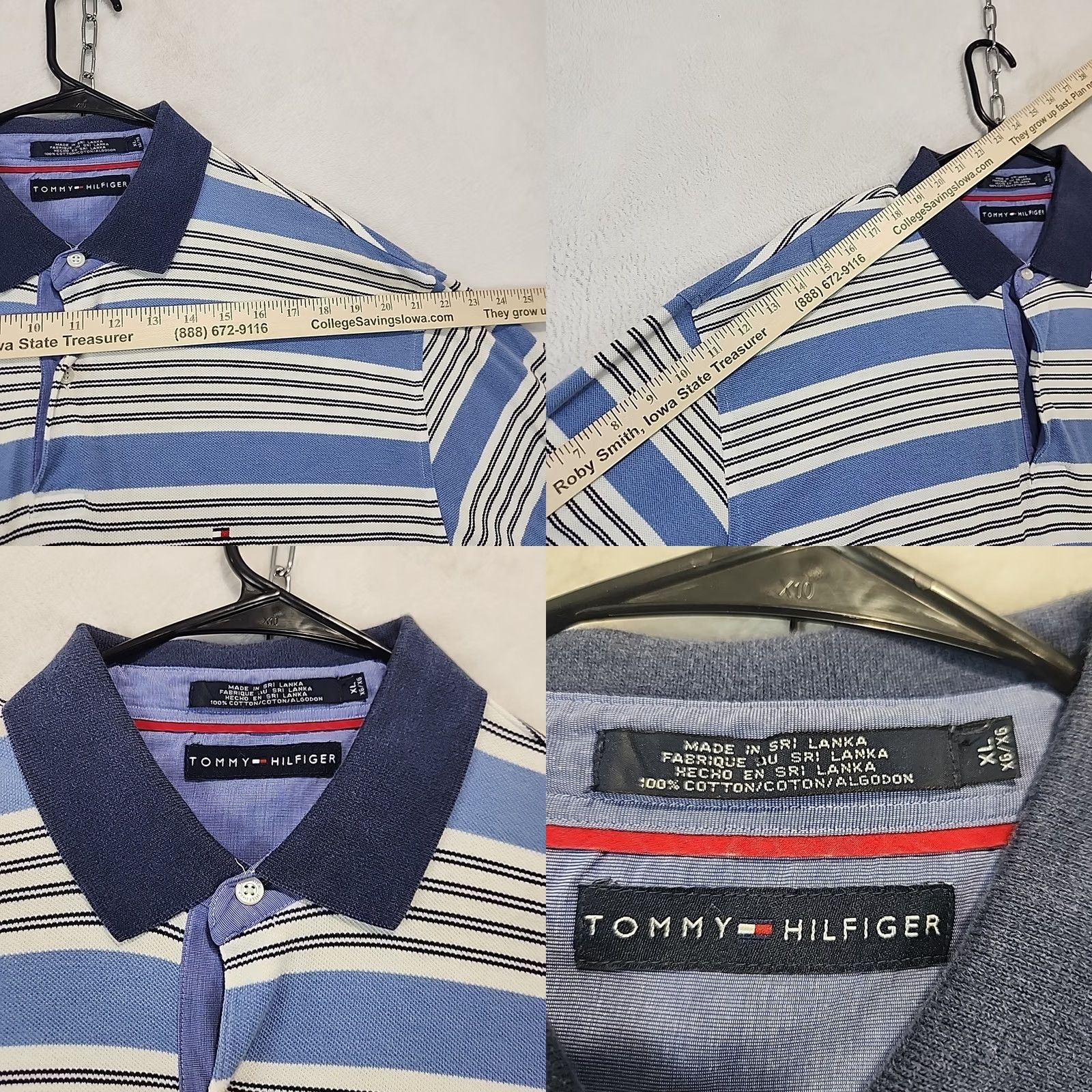Tommy Hilfiger VINTAGE Tommy Hilfiger Polo Shirt Men's XL Blue Horizontal Stripe Cotton Knit 90s Golf Logo Striped Short Sleeve Regular Mens Size US XL / EU 56 / 4 - 8 Thumbnail