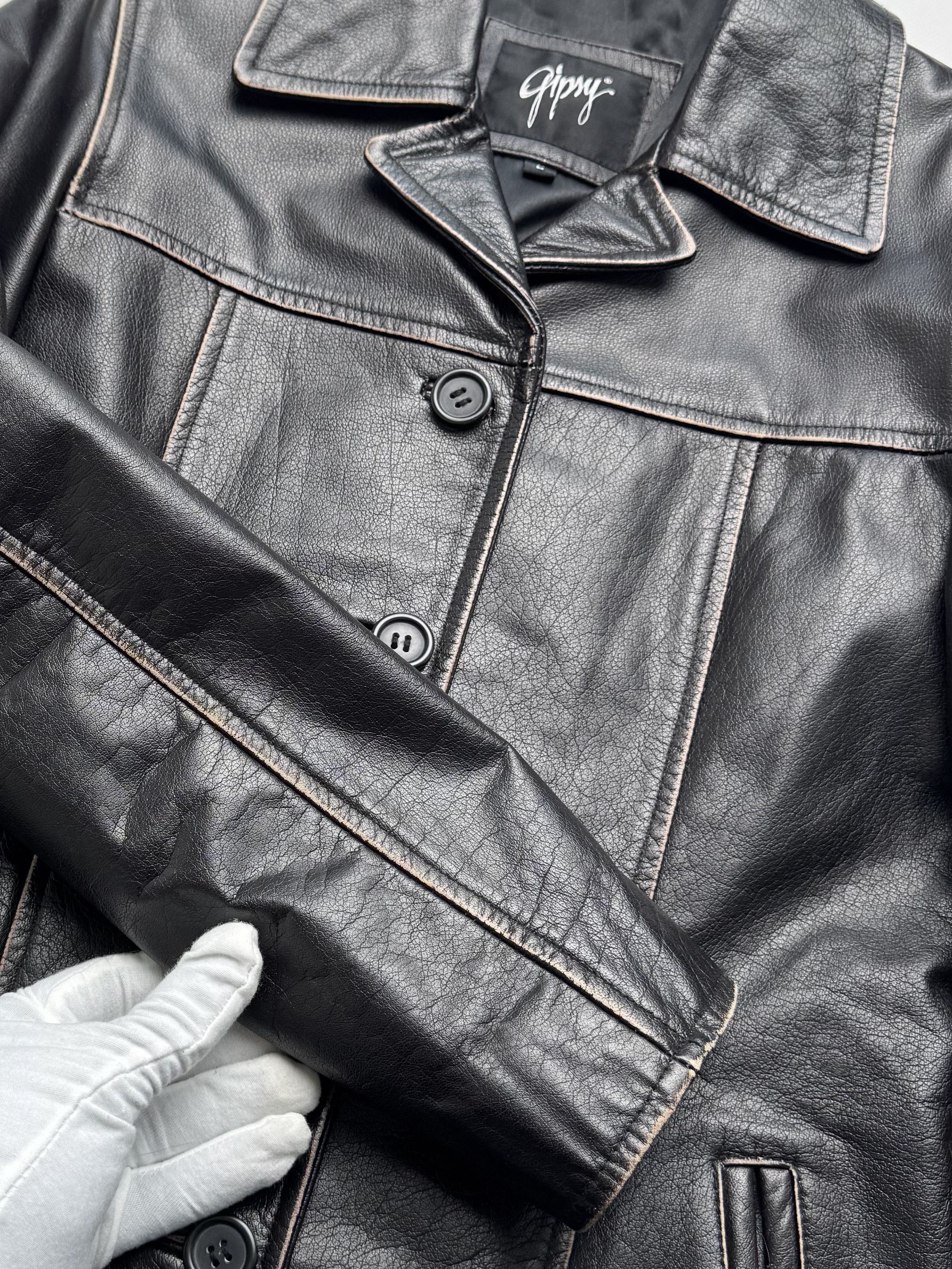 Vintage Vintage Leather Jacket Button Front Classic Casual Biker E2 Size M / US 6-8 / IT 42-44 - 6 Thumbnail