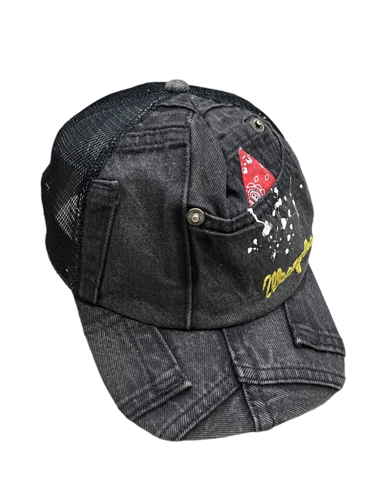 Wrangler 🔥Vintage Reworked Jeans Design Trucker Hat Made by WRANGLER Size ONE SIZE - 5 Thumbnail