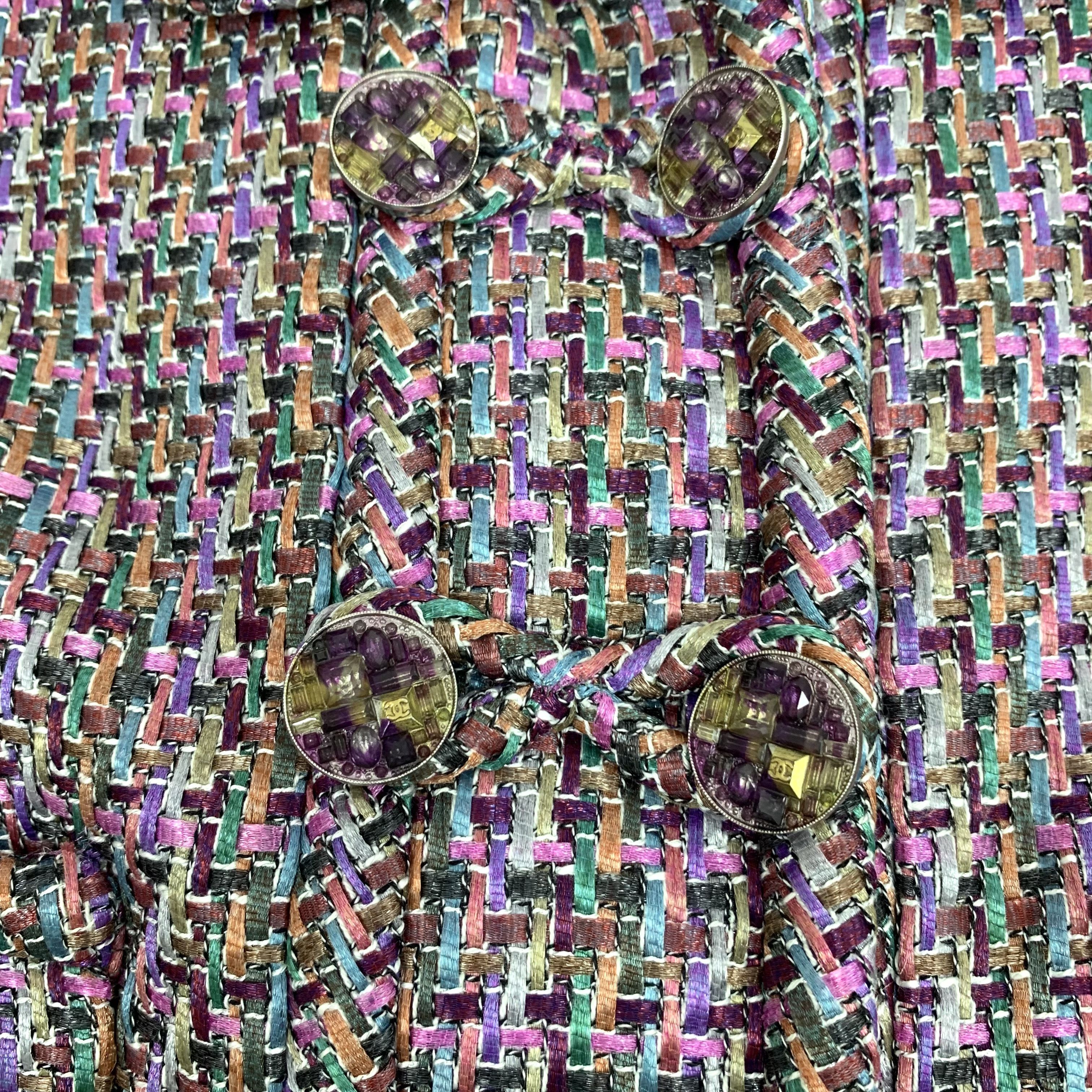 Chanel Chanel Multicolor Tweed Jacket With Crystal Button Details Size XXS / US 00 / IT 34 - 5 Thumbnail