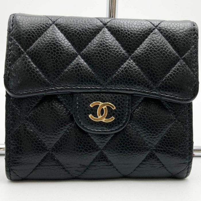 Chanel Chanel Matelasse Quilted Classic Small Flap Wallet Trifold Black