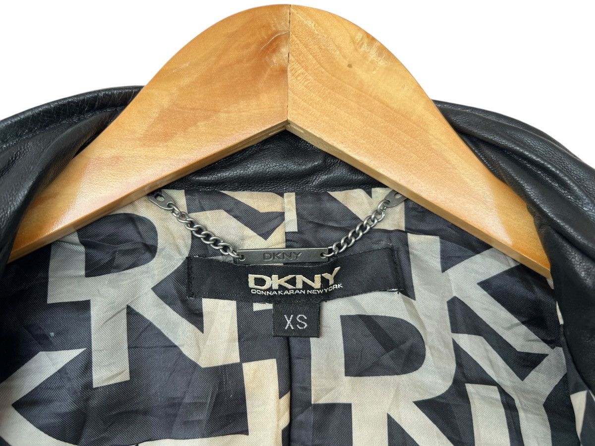 Japanese Brand DKNY Gothic Black Racing Biker Leather Jacket LGB ISWN Size XS / US 0-2 / IT 36-38 - 13 Thumbnail