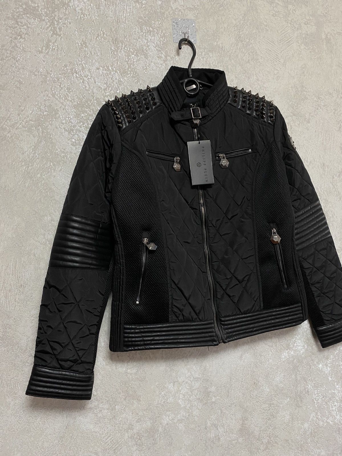 Philipp Plein Philipp Plein biker Studded Jacket with Leather Accents Size XL / US 12-14 / IT 48-50 - 2 Thumbnail