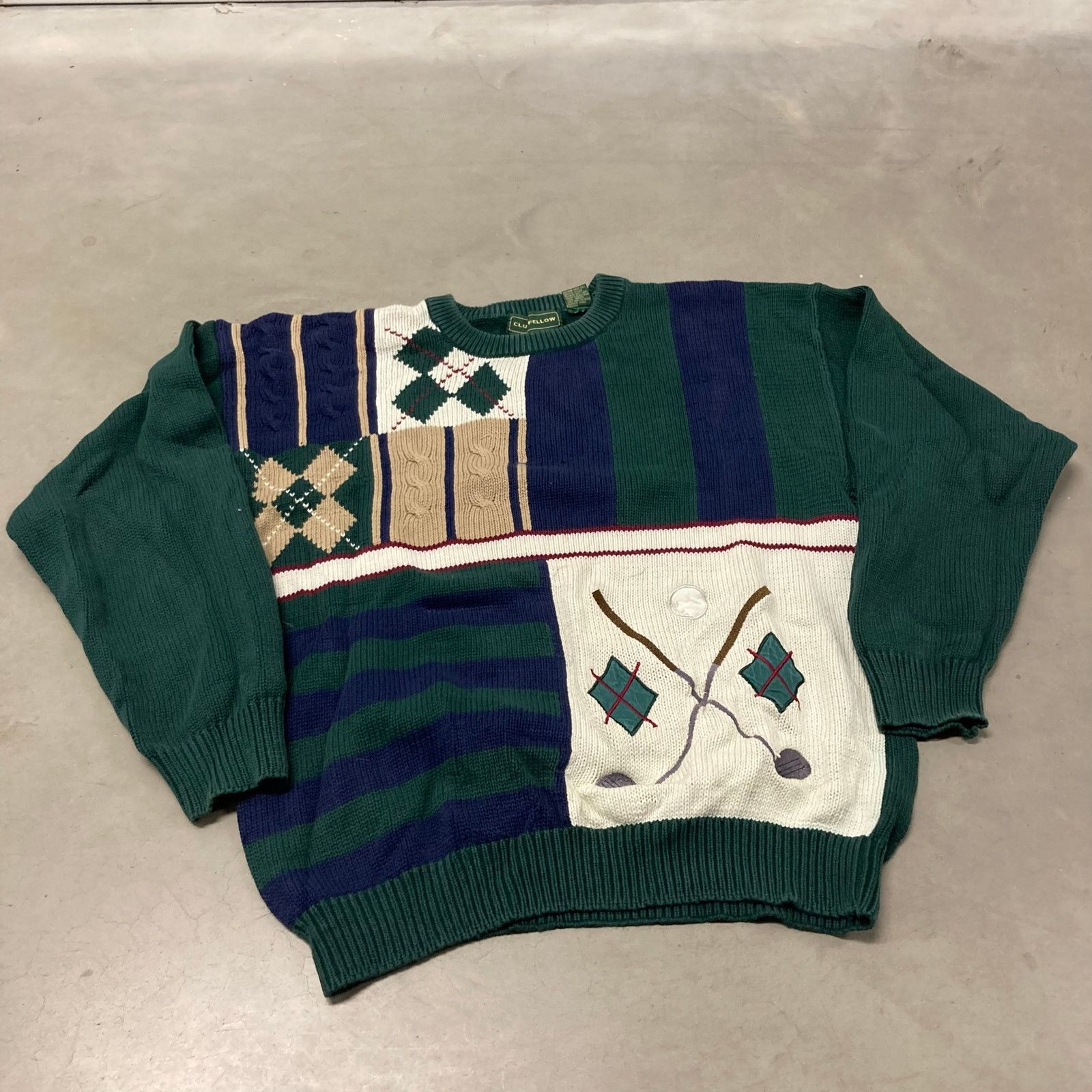 Vintage vintage y2k green golf patterned sweater Size US L / EU 52-54 / 3 - 1 Thumbnail