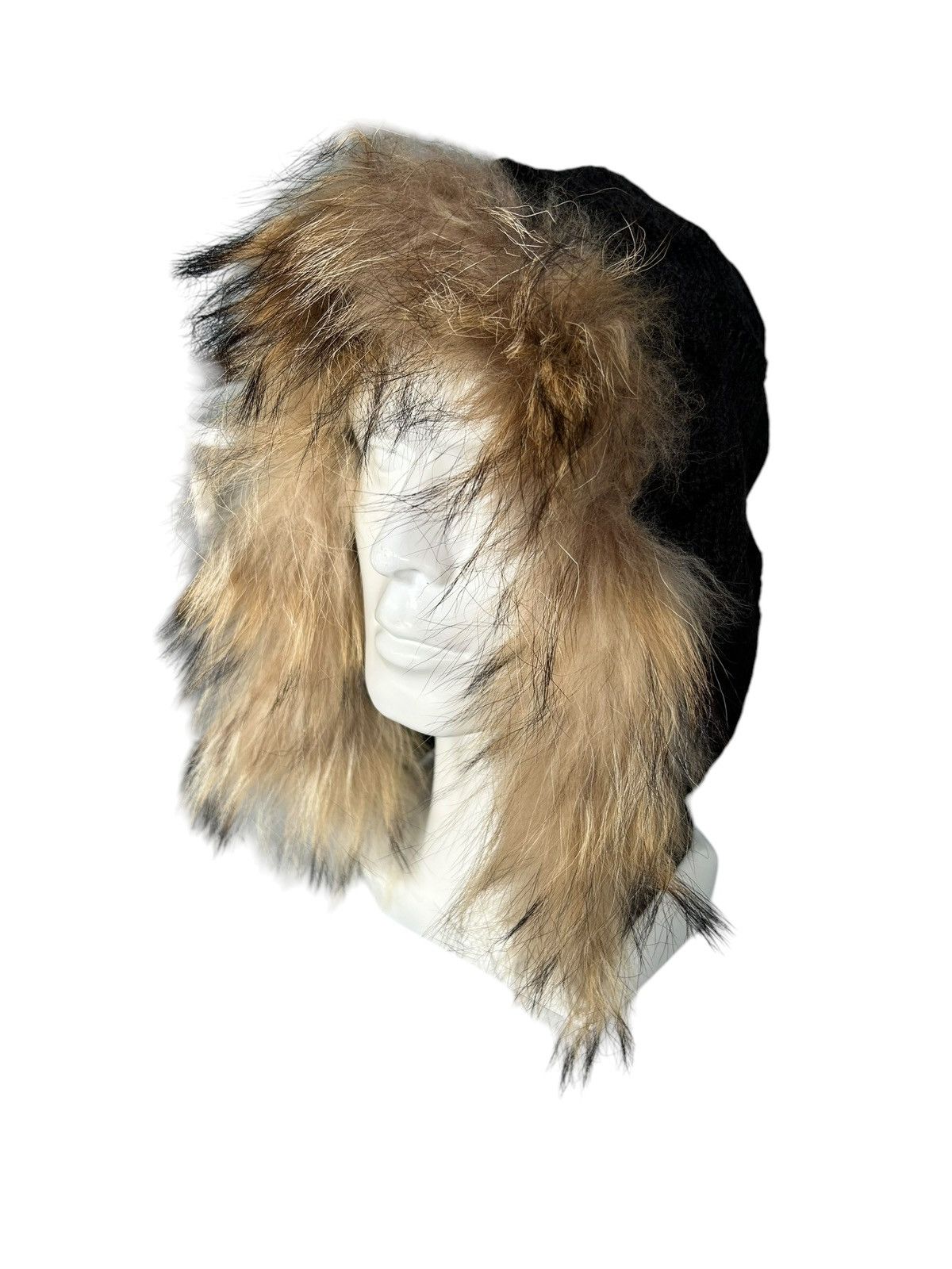 Japanese Brand × Kapital × Vintage Japanese Punk Bondage Style Knitt Fur big Beanie Balaclava ☠️ Size ONE SIZE - 4 Thumbnail