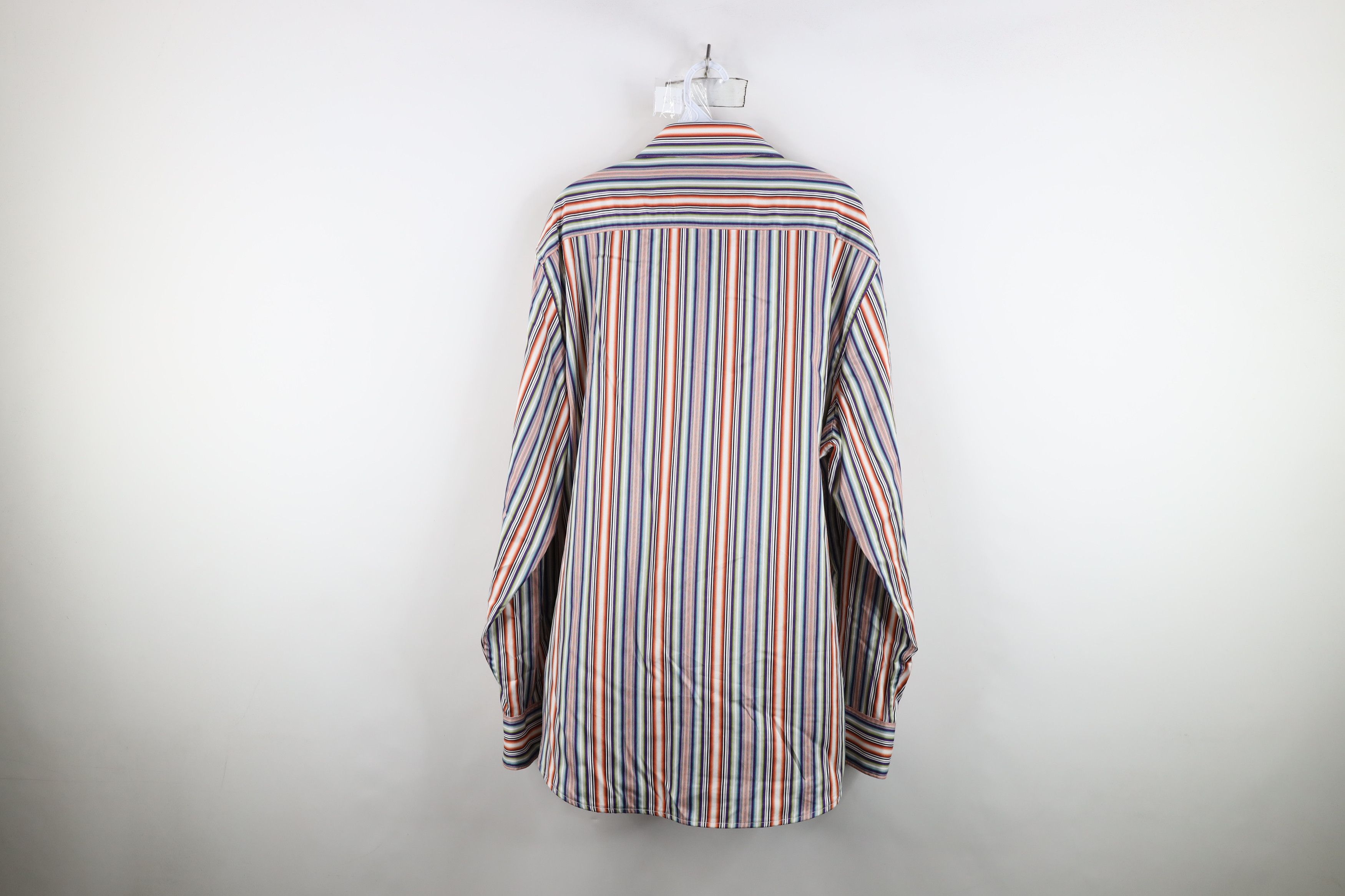 Robert Graham Robert Graham Fit Rainbow Striped Flip Cuff Button Shirt Size US XXL / EU 58 / 5 - 12 Thumbnail