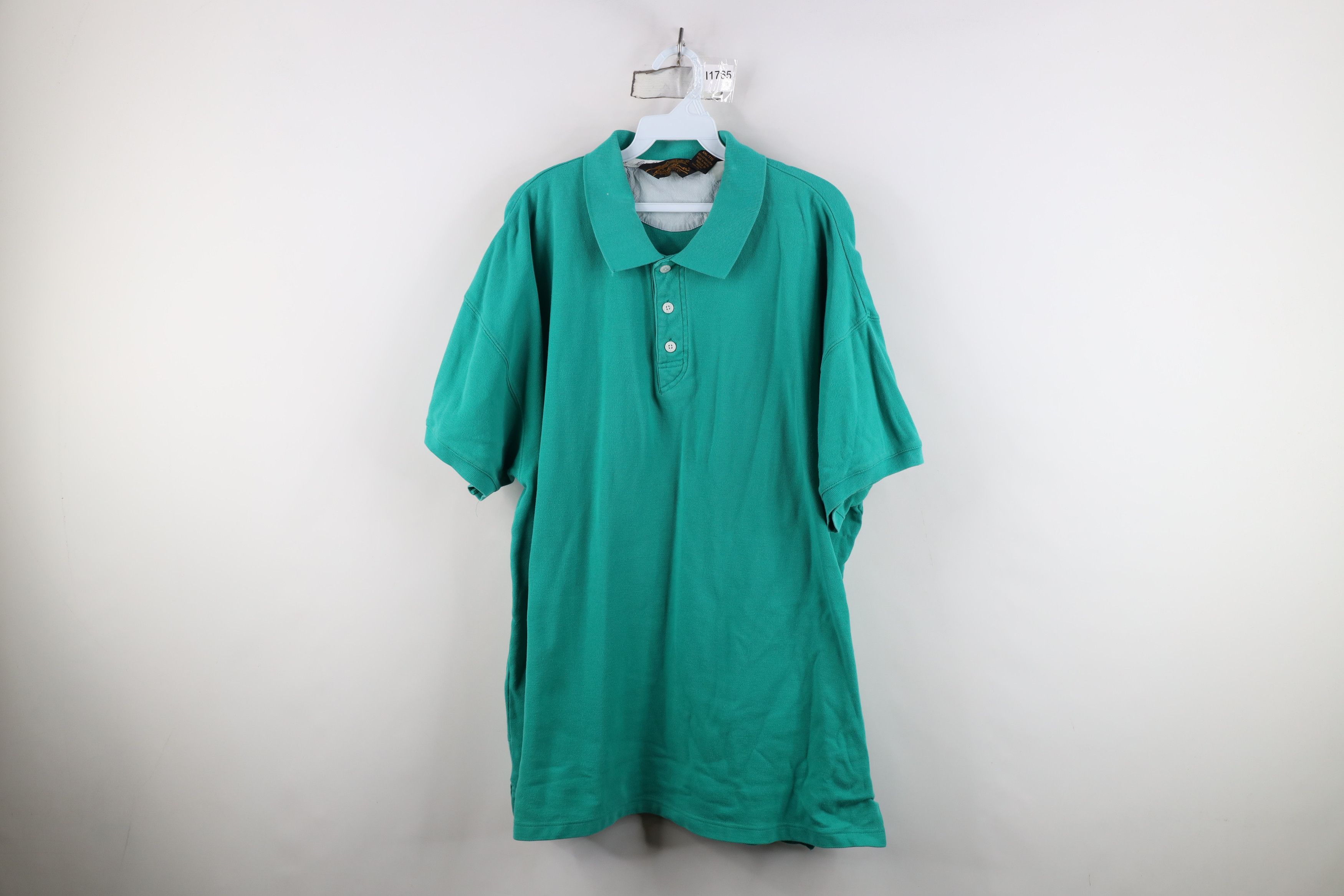 Eddie Bauer Vintage 90s Eddie Bauer Heavyweight Polo Shirt Teal Cotton Size US XXL / EU 58 / 5 - 1 Thumbnail