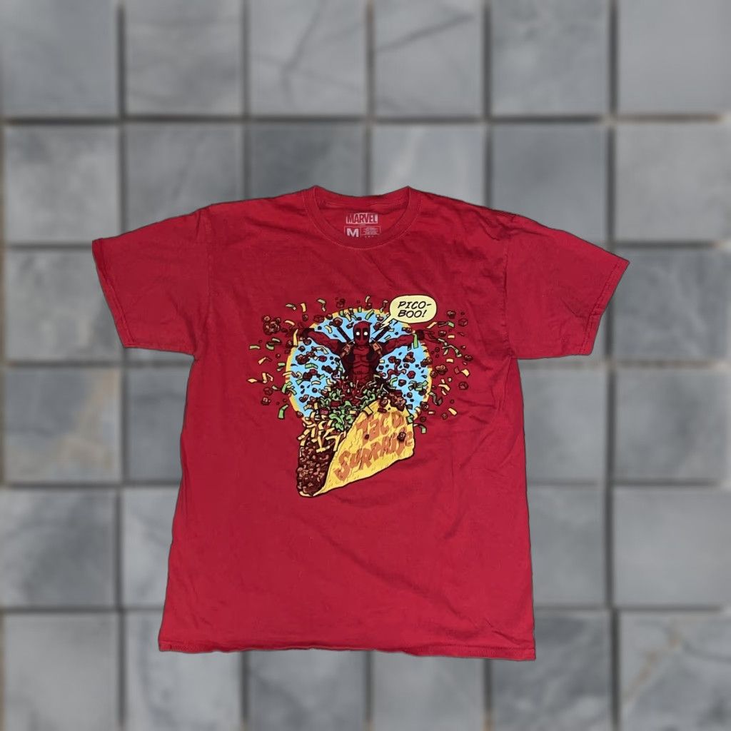 Vintage Marvel Deadpool T-Shirt Red Medium Mens M Taco Funny Comics Size US M / EU 48-50 / 2 - 1 Thumbnail