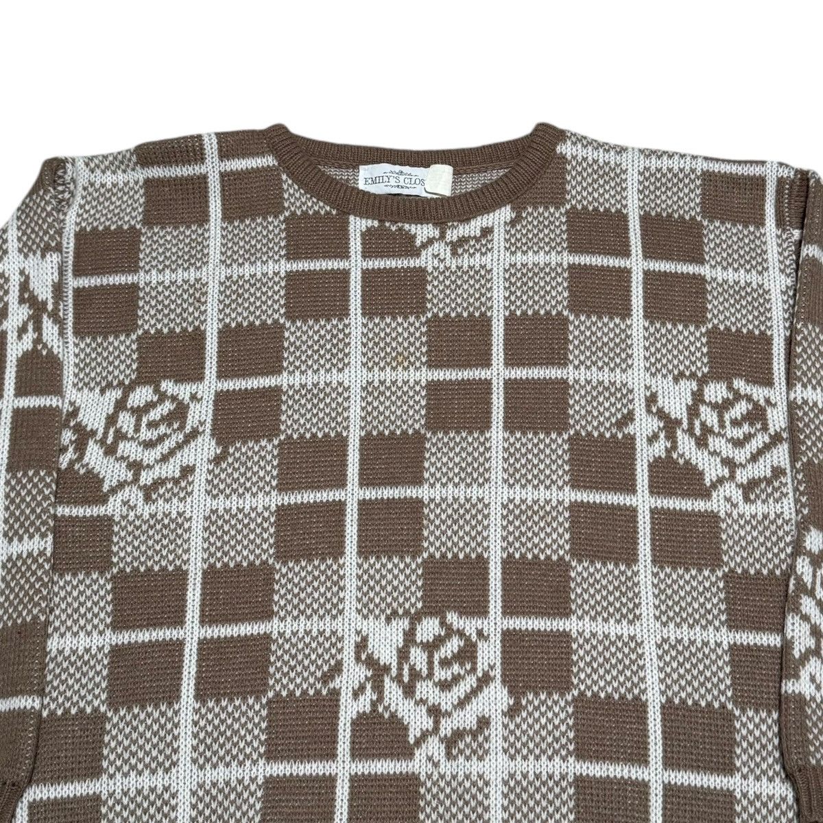 Vintage Vintage 90s Emily’s Closet Rose Checkered Sweater Women’s L Size L / US 10 / IT 46 - 2 Thumbnail