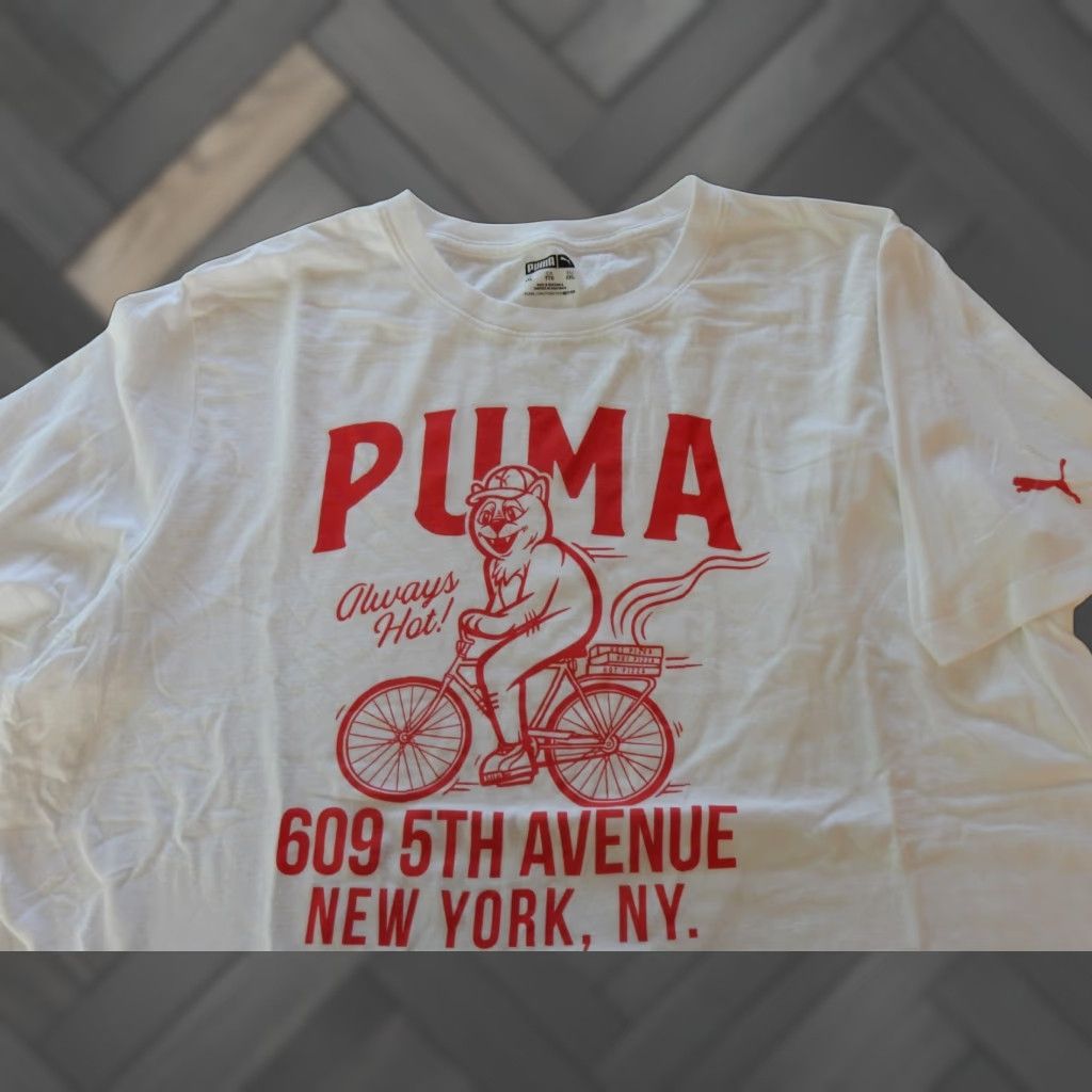 Puma VINTAGE PUMA Men's T-Shirt 2XL Short Sleeve Cotton White Graphic Print Size US XXL / EU 58 / 5 - 1 Thumbnail