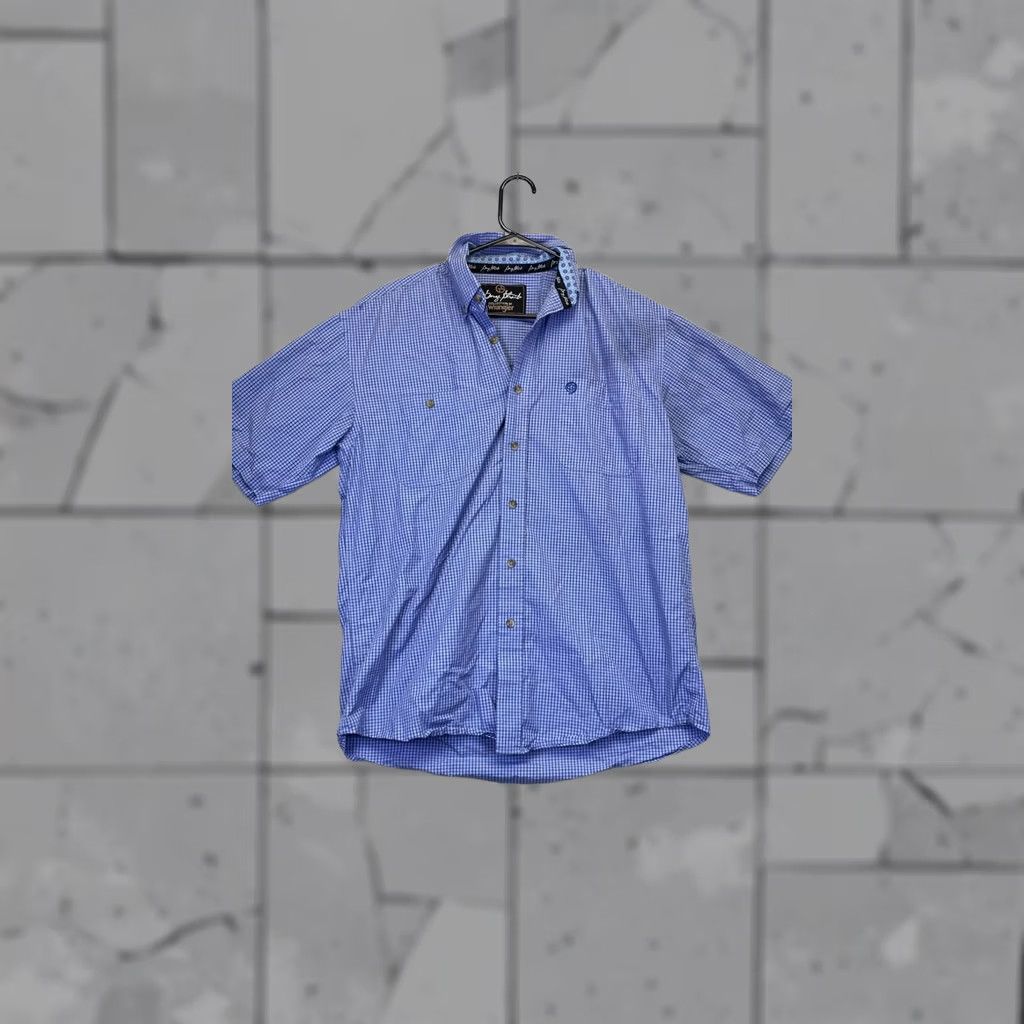 Wrangler Wrangler George Strait Shirt Mens XL Blue Check Short Sleeve Button Up Western with Pockets Embroidered GS Star Size US XL / EU 56 / 4 - 1 Thumbnail